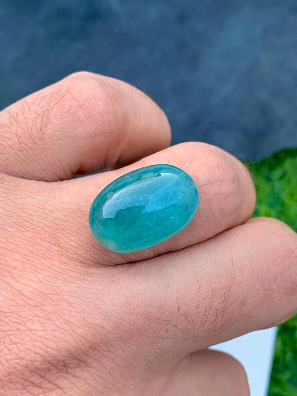 Grandidierite Gemstone Cabochon: Bluish Green, Rare Madagascar Stone, 15.30 Carats
