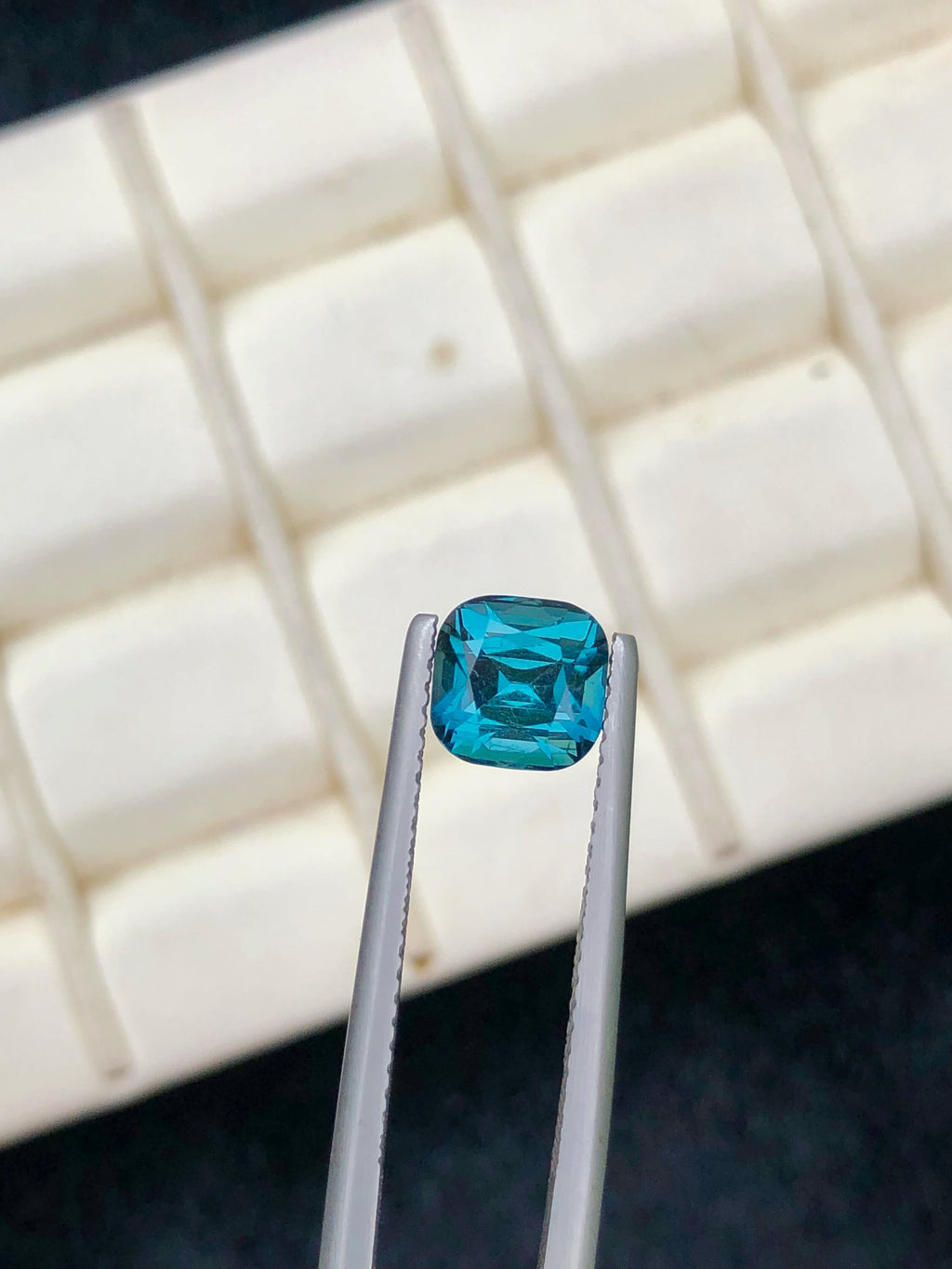 Lagoon Blue Tourmaline Stone: 1.85 CT Faceted Cushion Gemstone