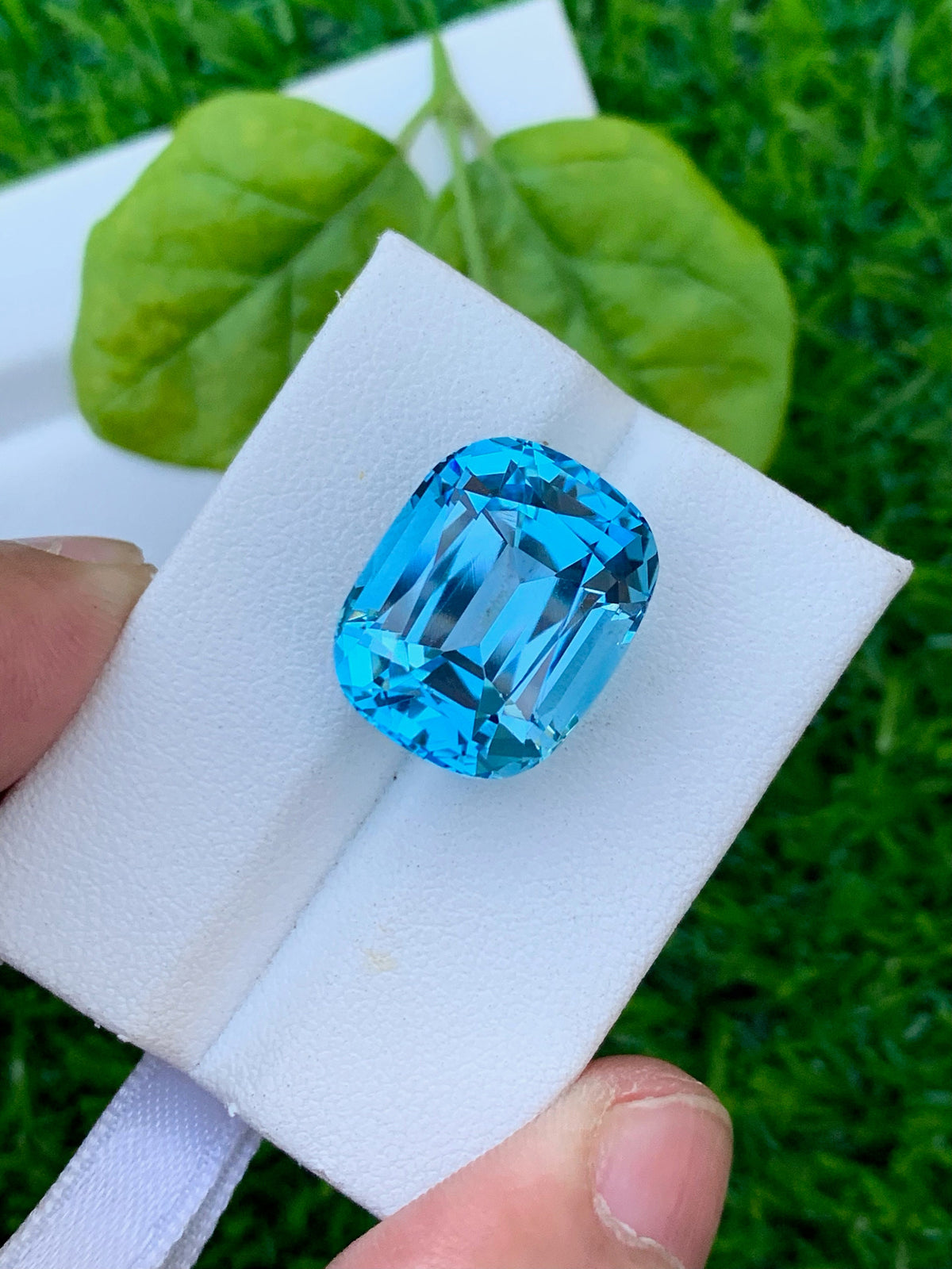 20.00 CT Swiss Blue Topaz Gemstone: Cushion Cut, Flawless