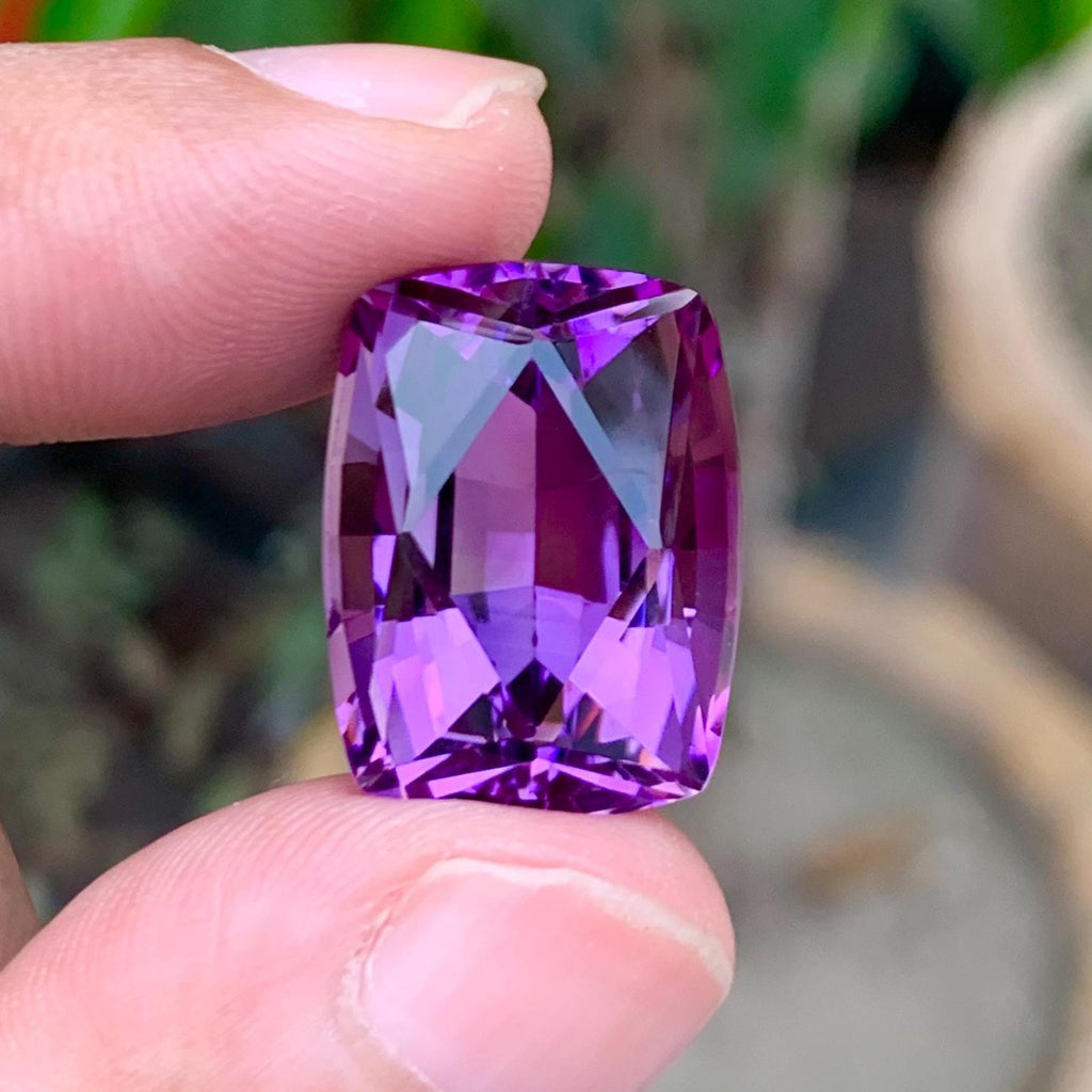 Amethyst 22.95ct Fancy Rectangular Cut from Brazil – Deep Purple Collector Gemstone