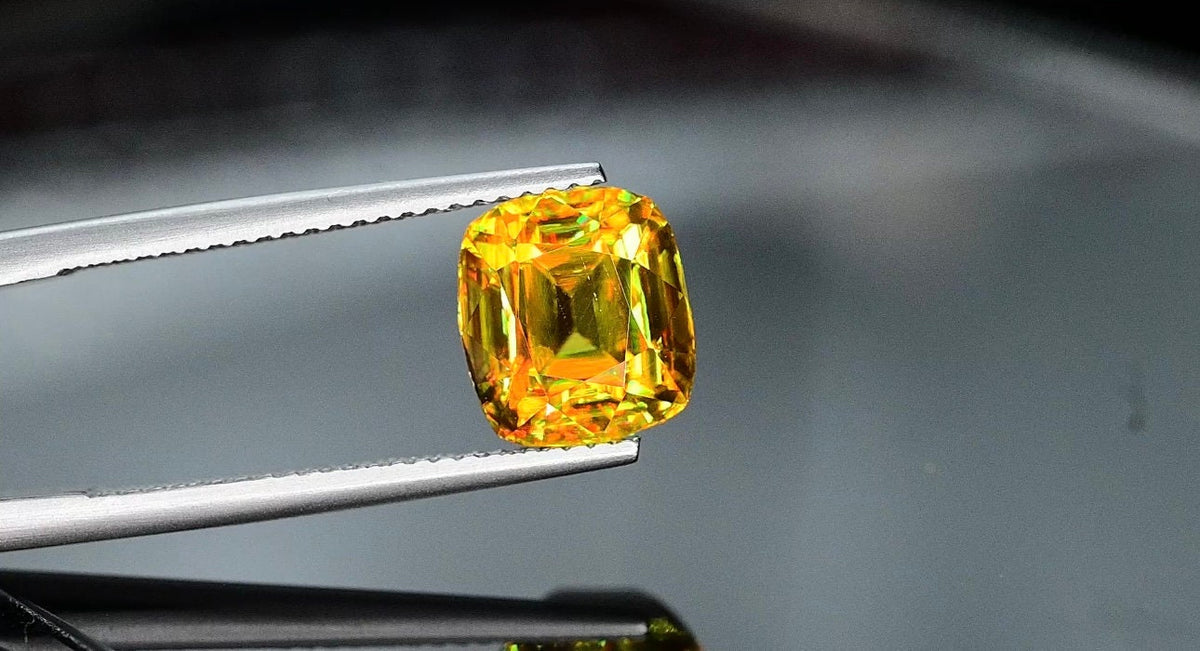 Cushion Cut Sphene Gemstone: 4.90 Carat Natural Titanite