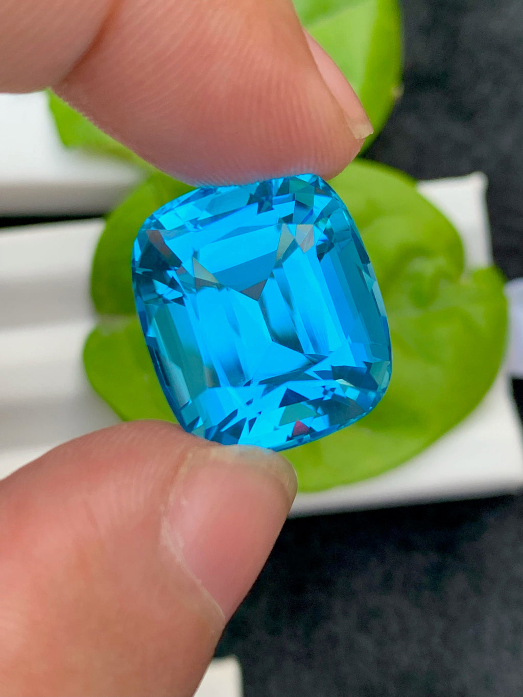 30.30 CT Swiss Blue Topaz Gemstone: Cushion Cut, Flawless IF