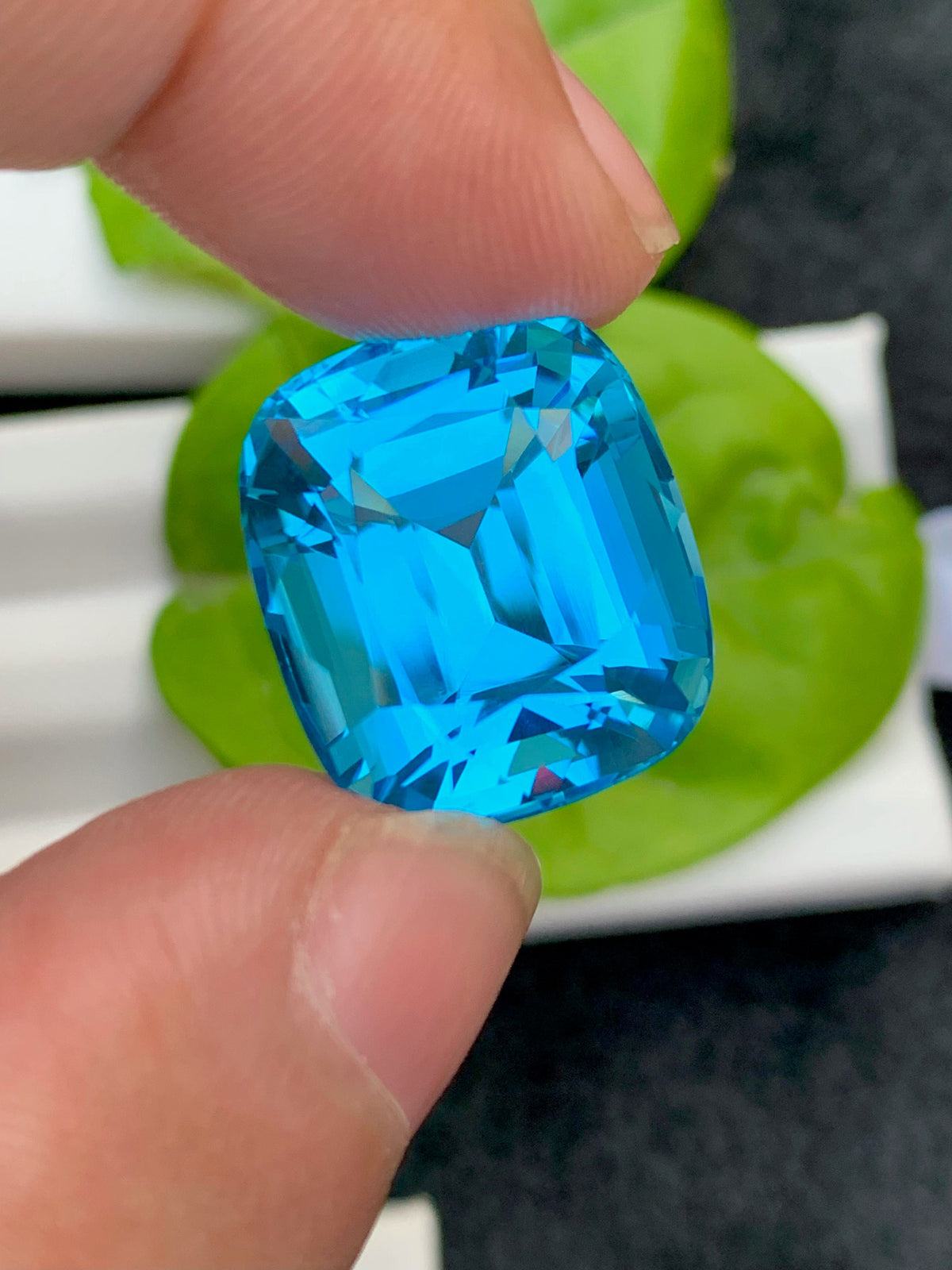 30.30 CT Swiss Blue Topaz Gemstone: Cushion Cut, Flawless IF