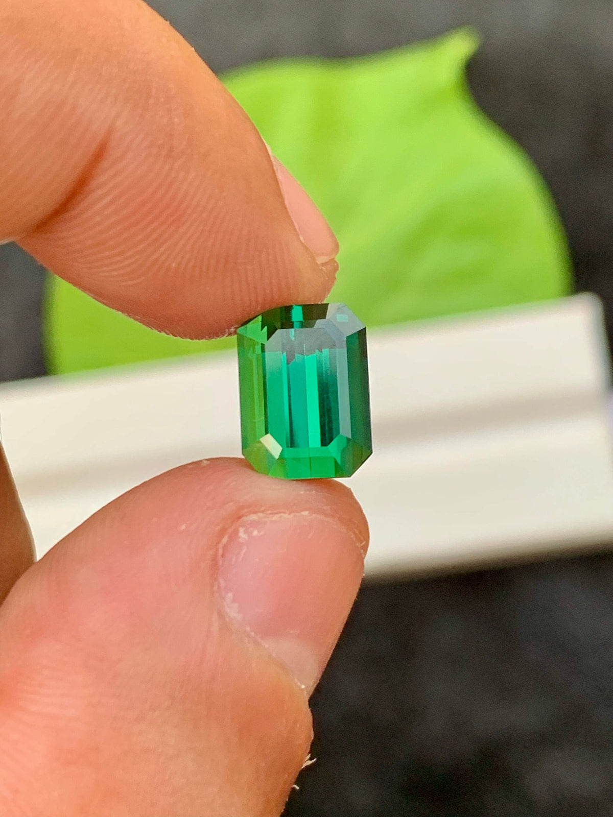 3.95 CT Forest Green Tourmaline Gemstone: Emerald Cut, Afghanistan Origin