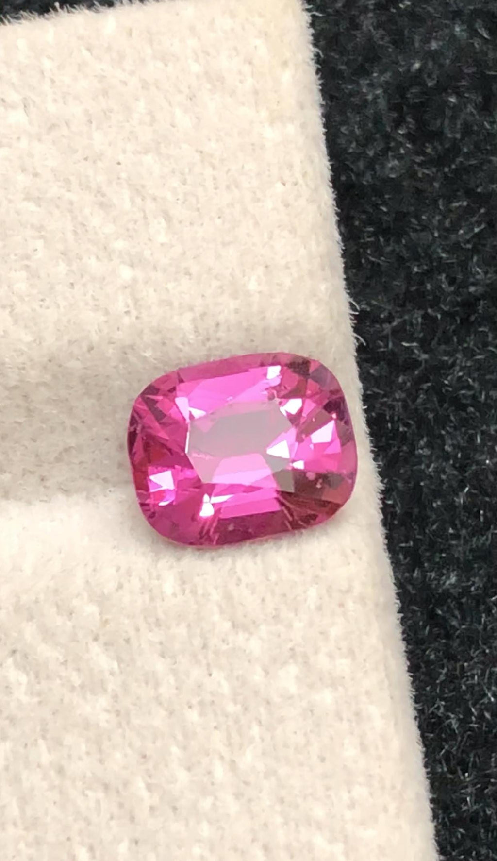 Hot Pink Spinel 1.55ct cushion Cut – Vibrant Vivid Pink Gemstone