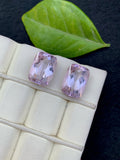 Emerald Cut Amethyst Gemstone Pair: 17.25CT Zambia Purple Stone