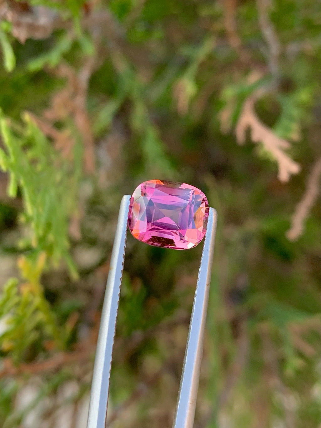 Pink Tourmaline Gemstone: 2.85CT Faceted Cushion Cut, October Birthstone