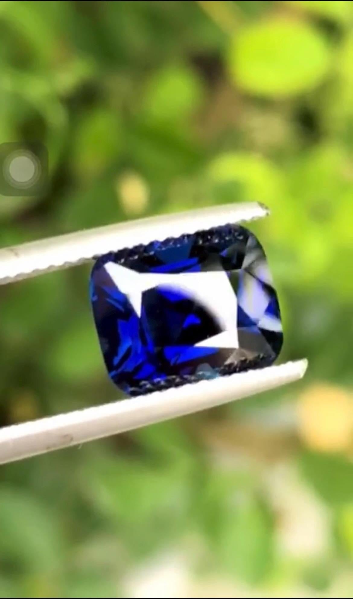 Royal Blue Sapphire 5.00 Carat Rectangular Cushion Fancy Cut- No Heat Loose Gemstone