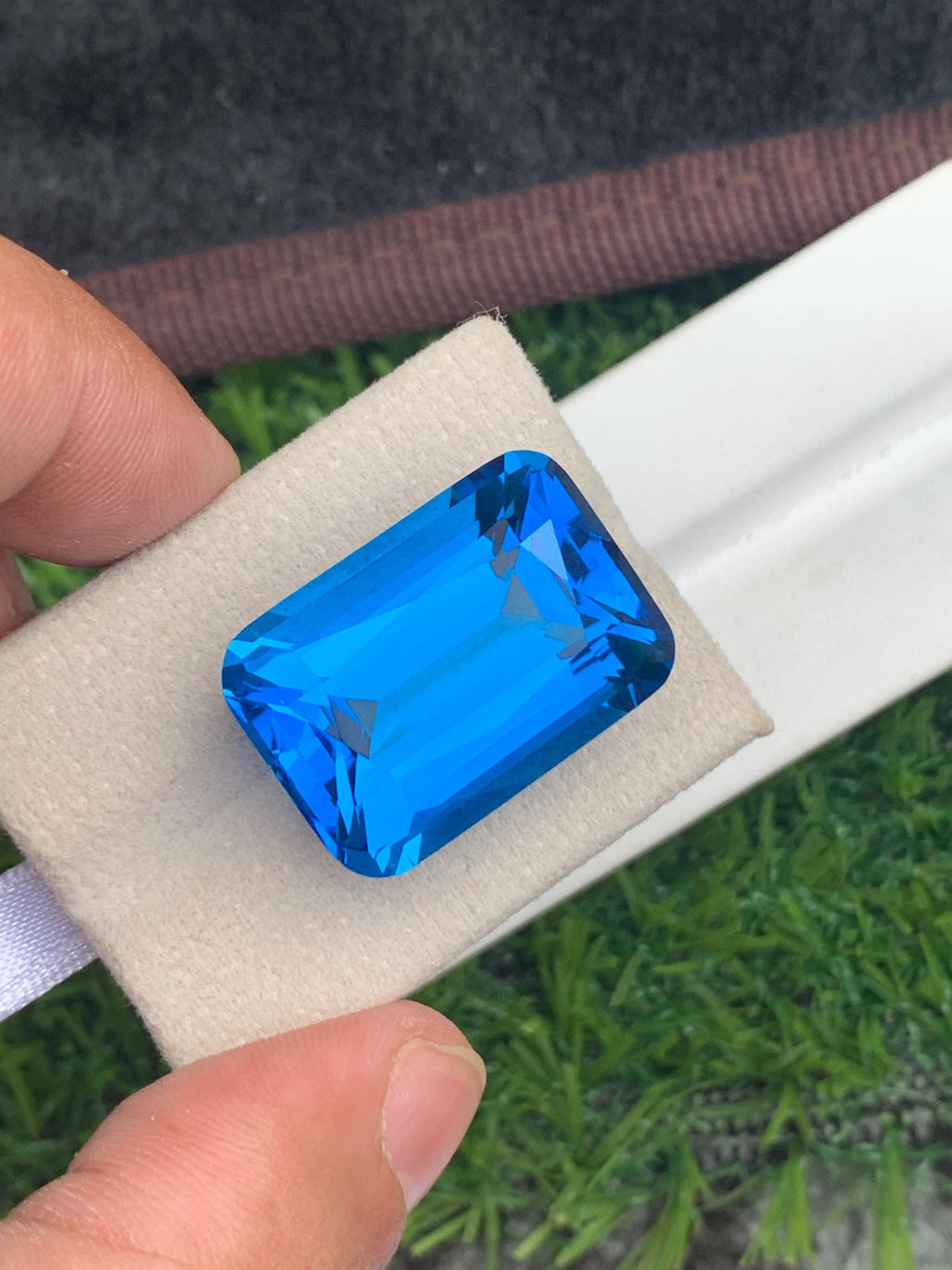 Electric Blue Topaz Gemstone: 49.50 CT Cushion Cut, Loupe Clean