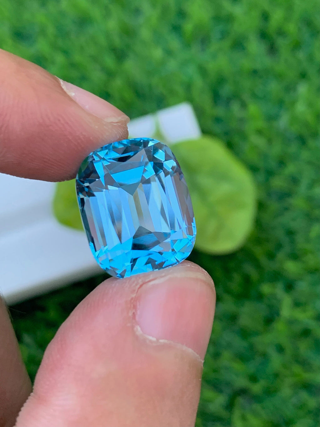 20.00 CT Swiss Blue Topaz Gemstone: Cushion Cut, Flawless