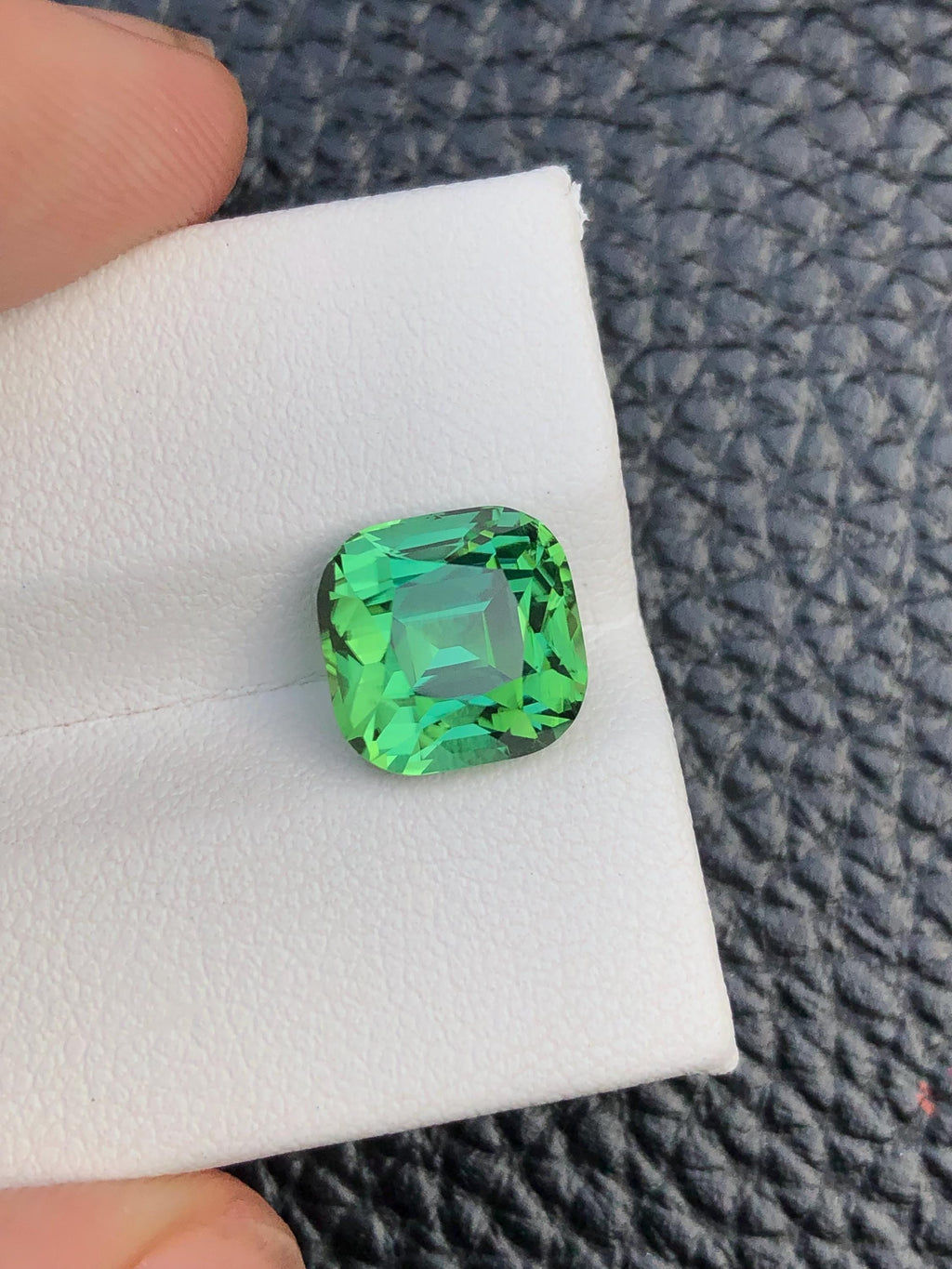 Natural Lagoon Green Tourmaline Gemstone: 5 CT Cushion Cut