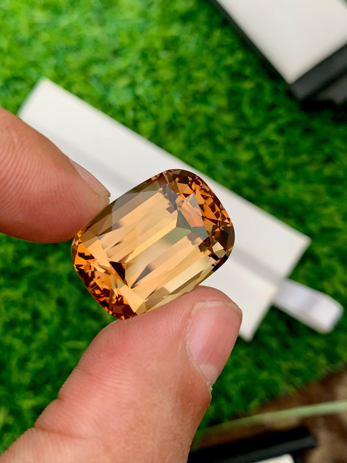 40.85 Carat Champagne Topaz Gemstone: Cushion Cut Natural Stone From Brazil