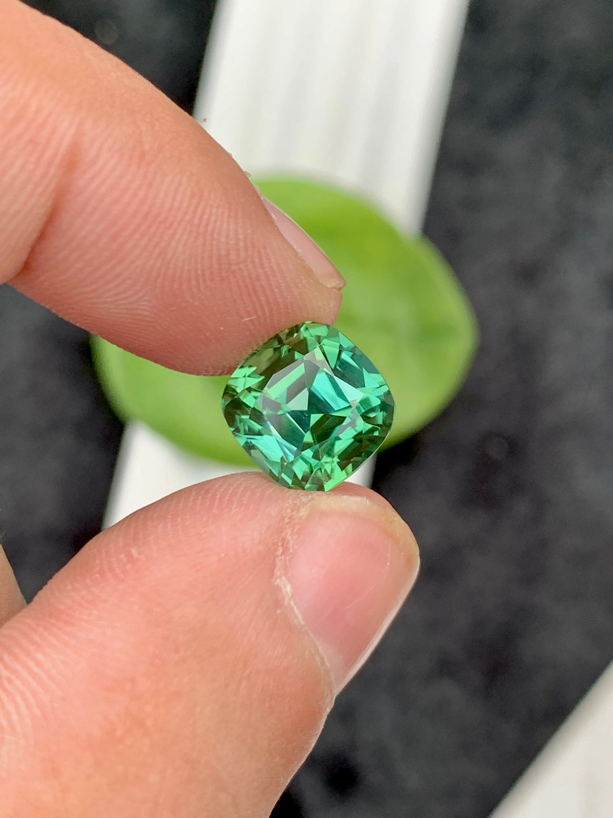 Green Tourmaline Gemstone: 5.85 CT Flawless Cushion Cut, Afghanistan