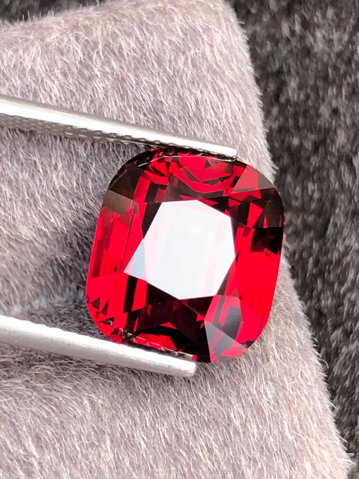 Red Rhodolite Garnet Cushion Cut 12.40 ct from Tanga Mine Tanzania
