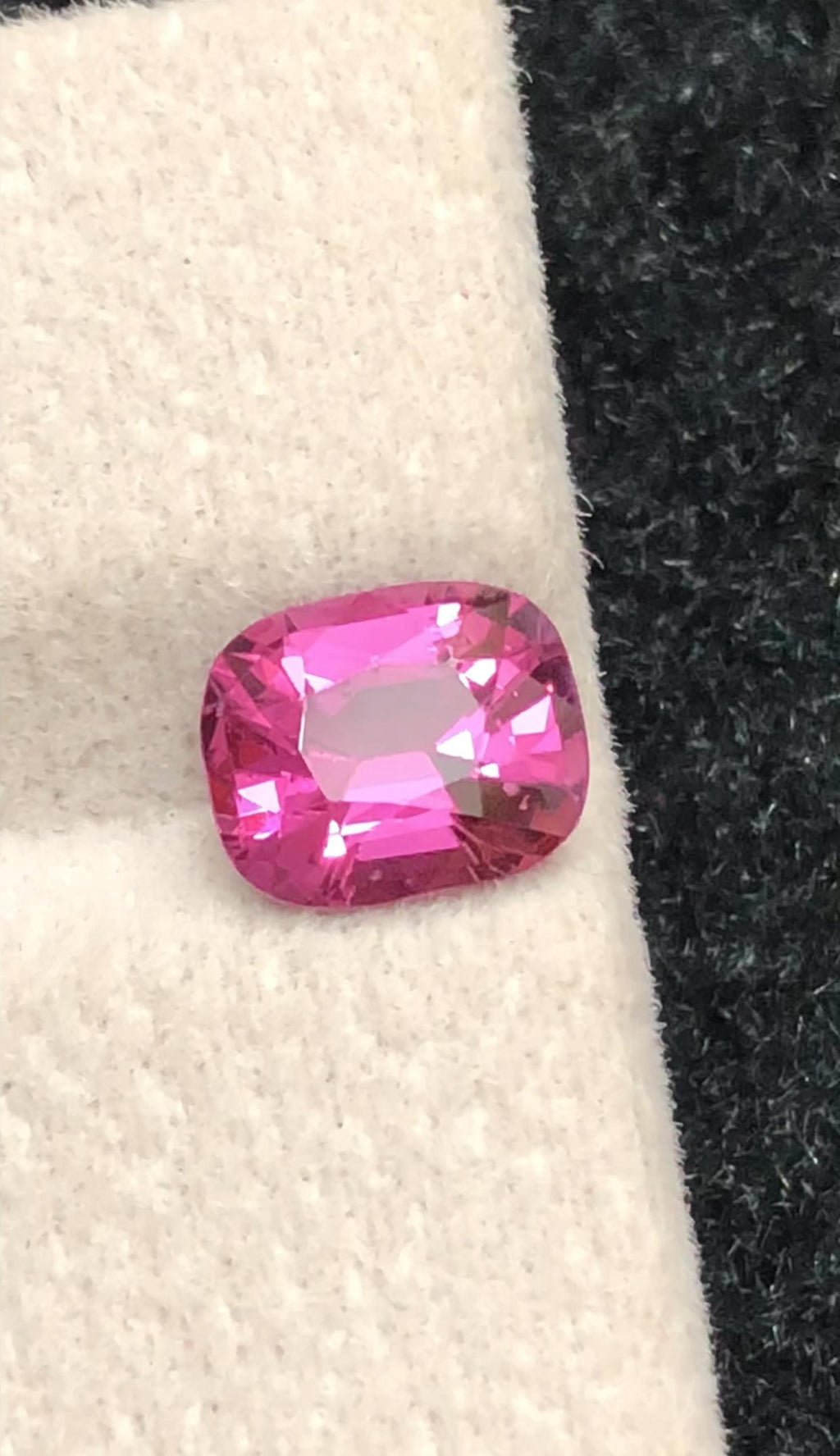 Hot Pink Spinel 1.55ct cushion Cut – Vibrant Vivid Pink Gemstone