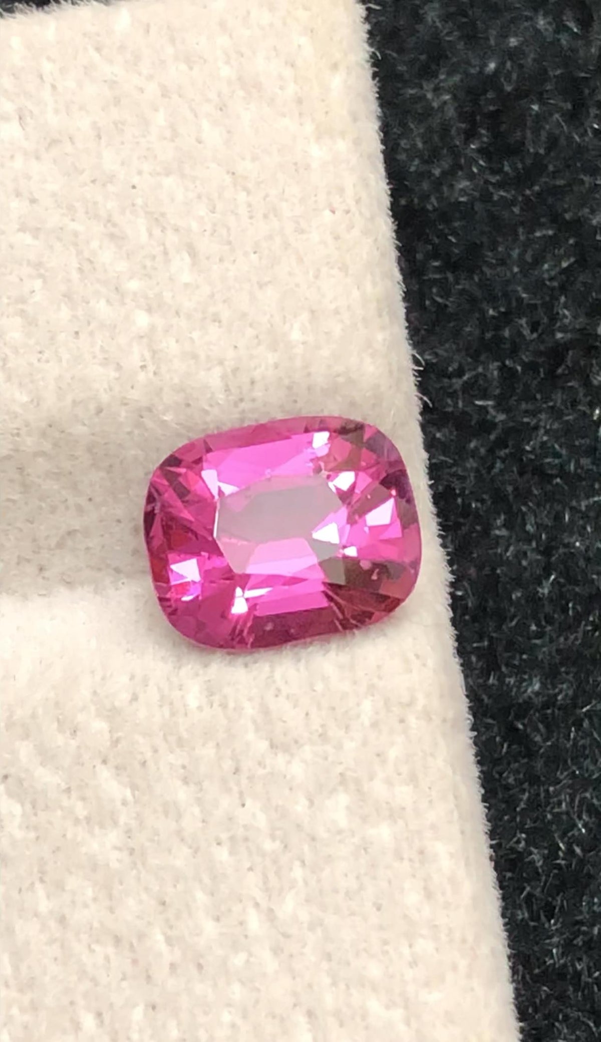 Hot Pink Spinel 1.55ct cushion Cut – Vibrant Vivid Pink Gemstone
