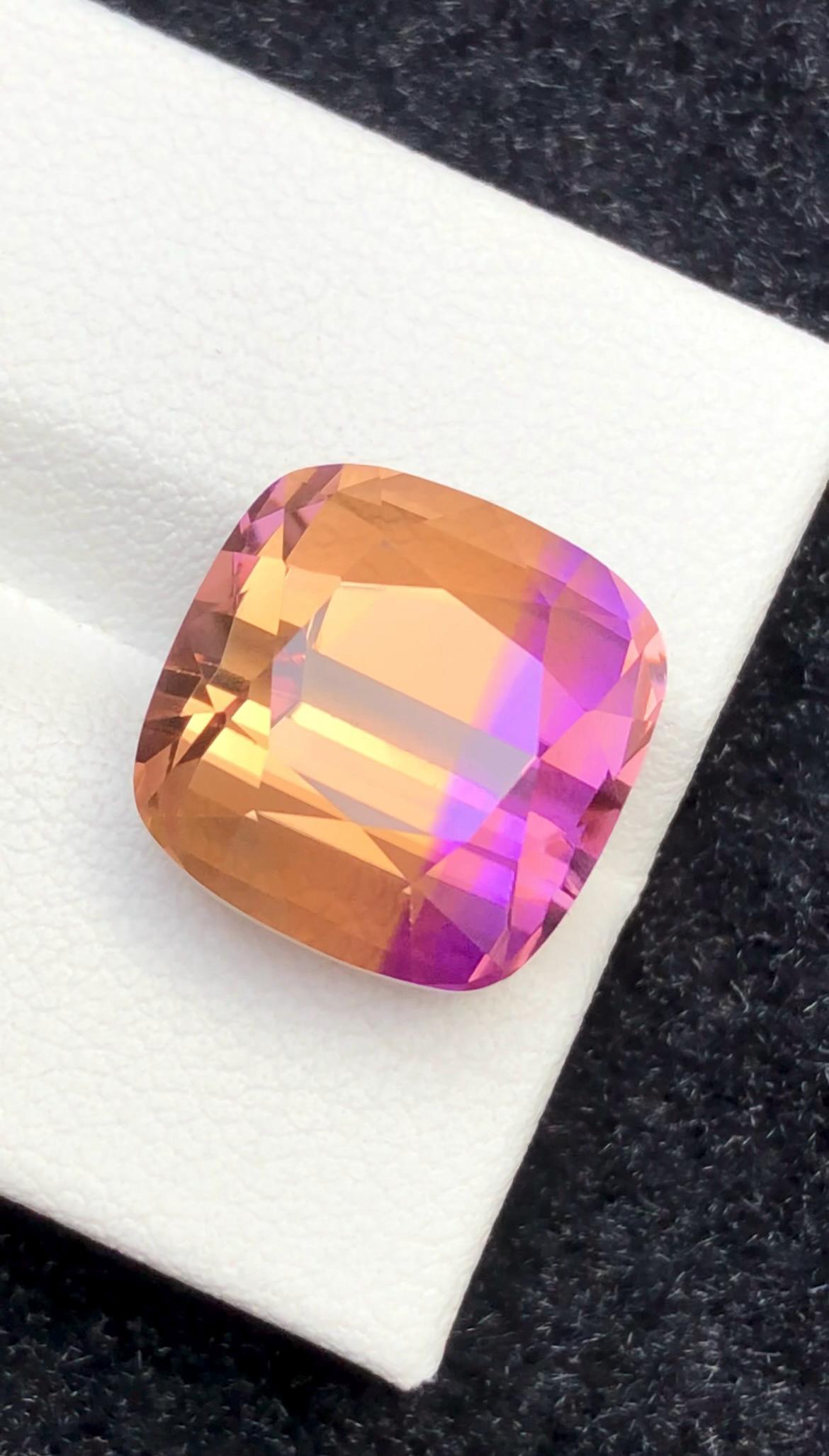 Bi-Color Ametrine 11.70 ct Cushion Cut – Gemstone from Brazil