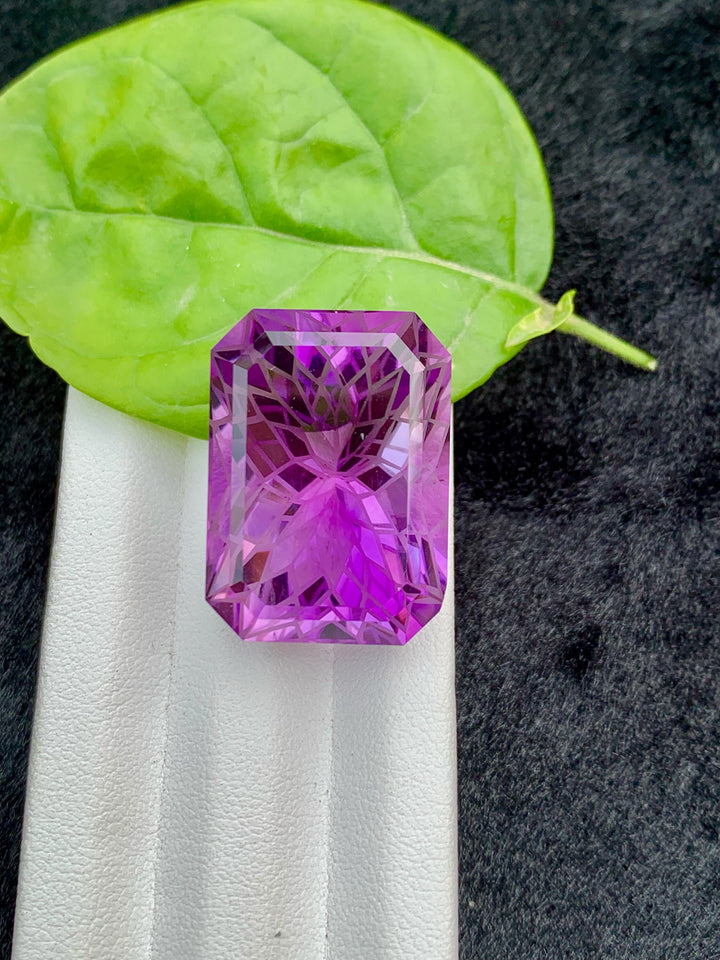 Precision Flower Cut Amethyst Loose Gemstone Big Size - 46.40 Carats