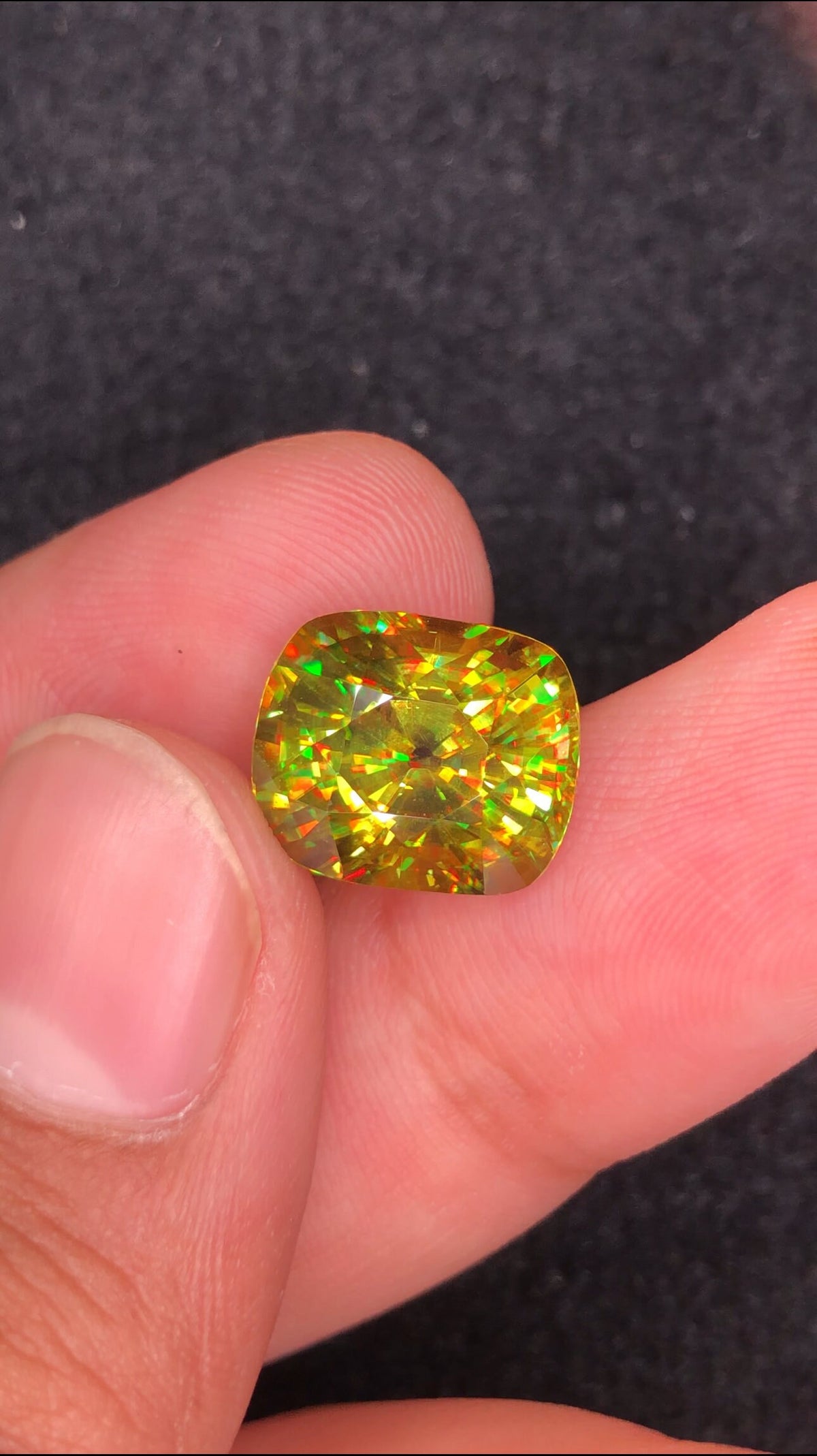 11.80 CT Green Sphene Loose Gemstone: Cushion Cut Titanite, August Birthstone