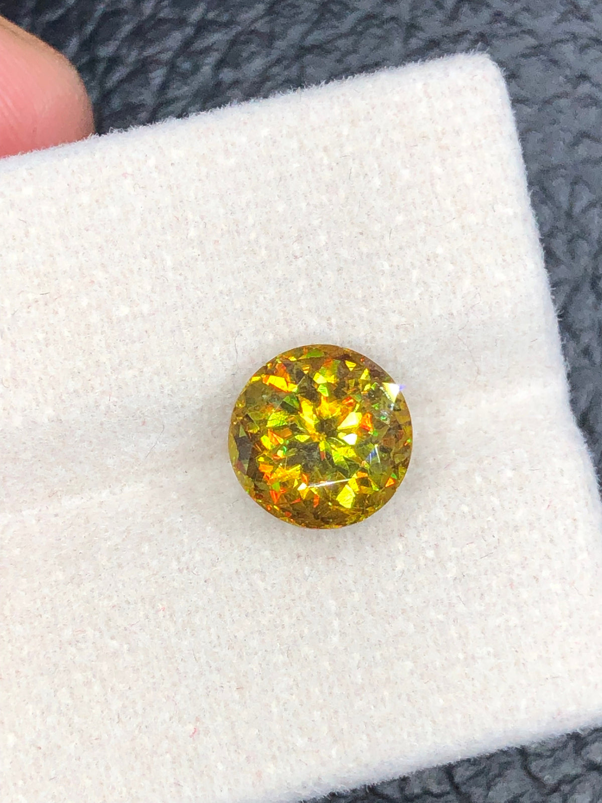 Natural Fire Sphene Gemstone: Round Cut, 3.10 CT, Himalayan Origin