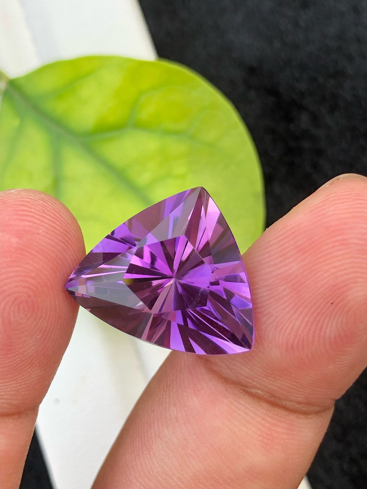 Fancy Cut Amethyst Gemstone: Natural Purple Trillion, 13.55 CT