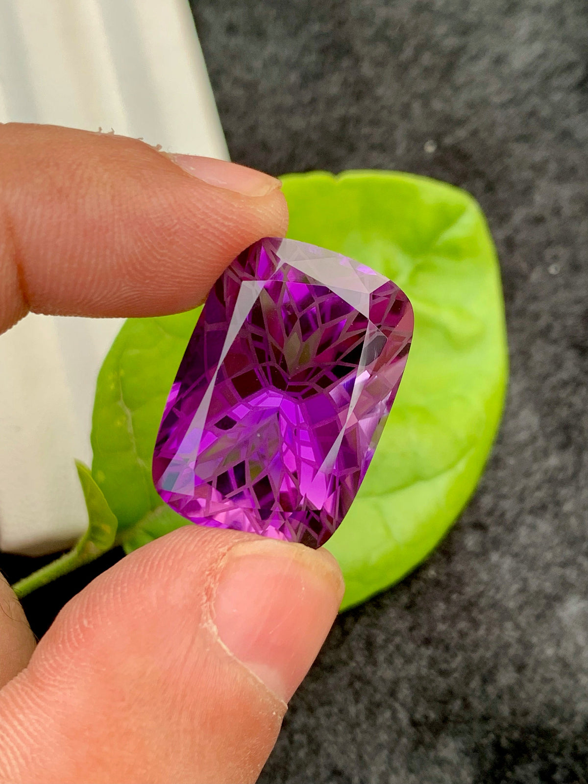Precision Flower Cut Amethyst Loose Gemstone Big Size - 31.25 Carats