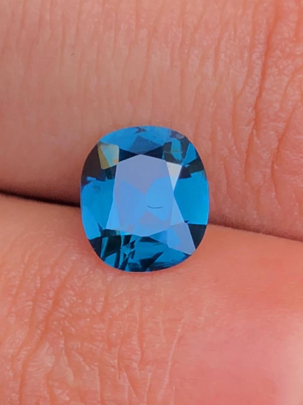 Cobalt Spinel 1.49ct Cushion Cut Tanzanian – Vivid Blue Certified Gemstone