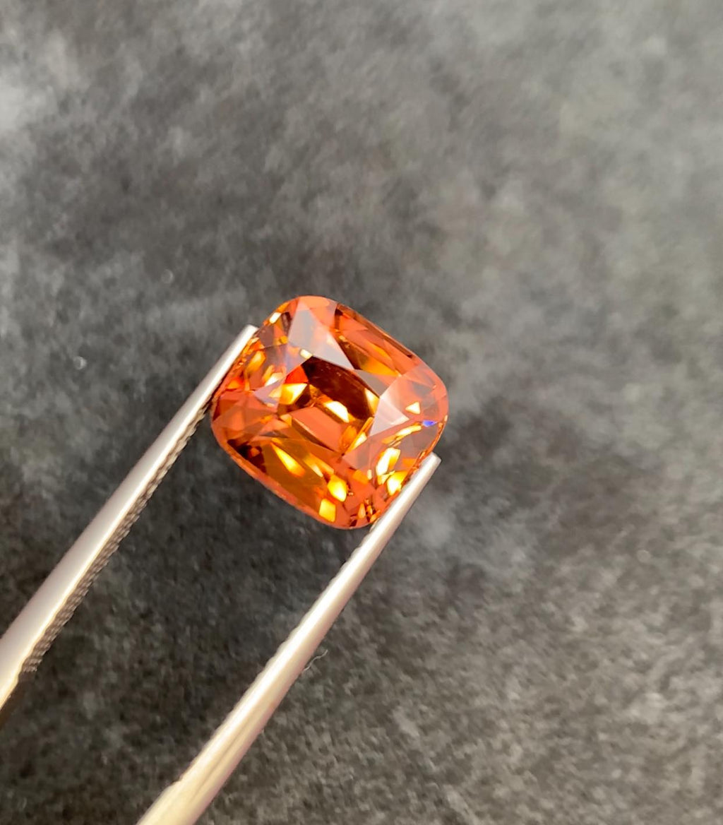 Orange Zircon 6.87ct Cushion Cut with Fire from Sri Lanka