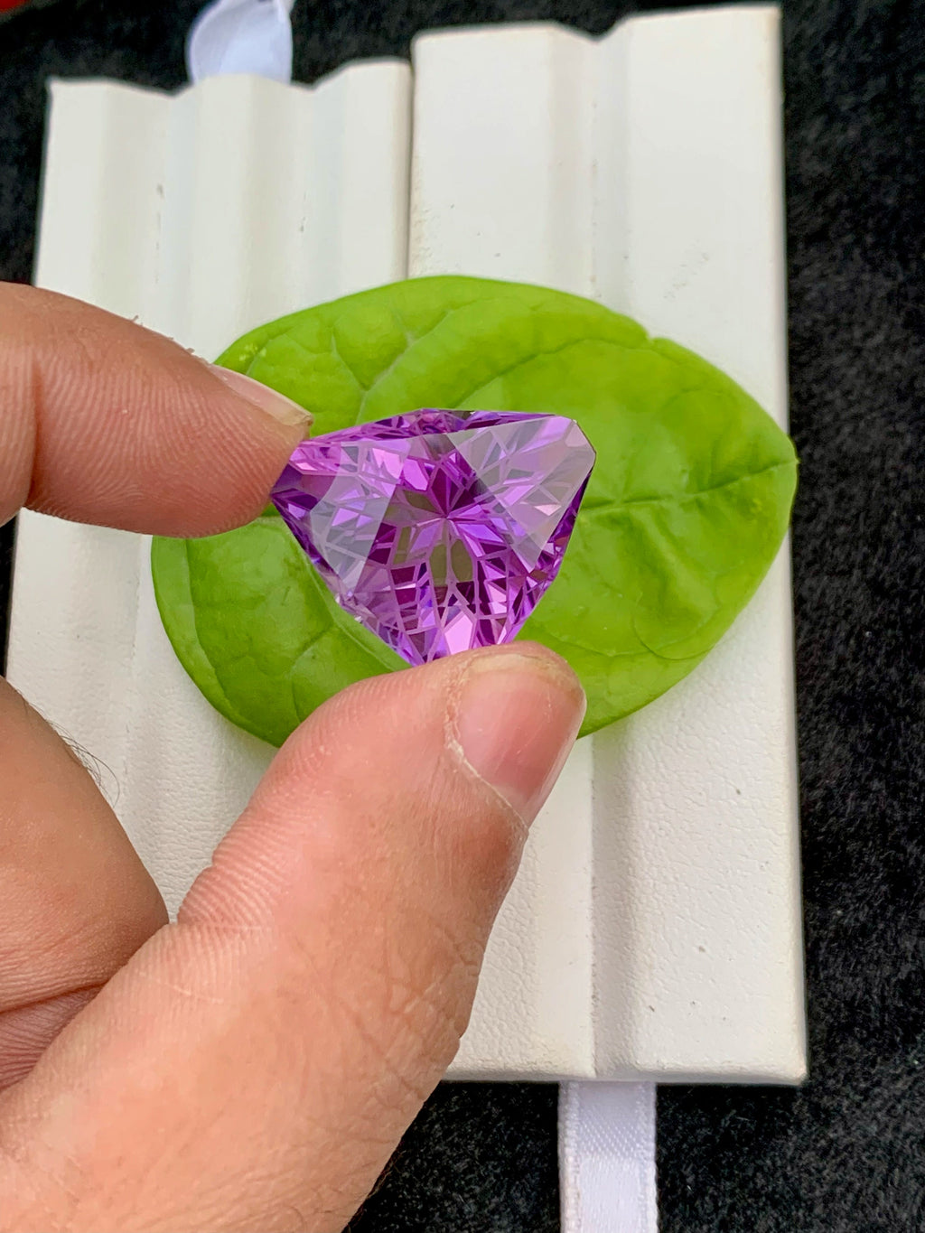 Purple Amethyst Gemstone: 29.55 CT Triangular Faceted February Birthstone