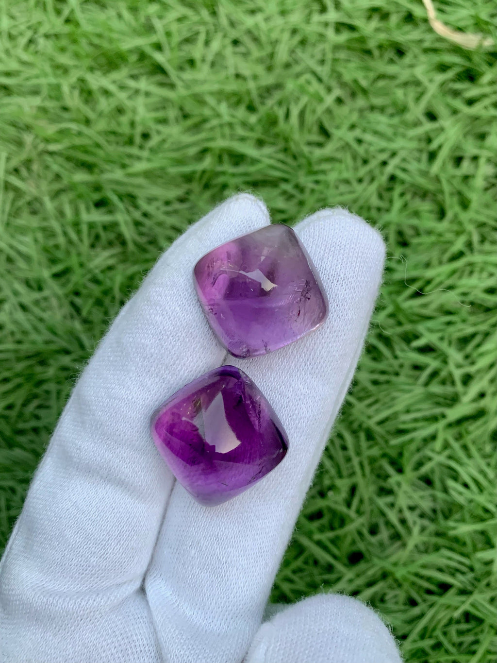 Deep Purple Amethyst Sugarloaf Cabochon Pair: 84.20 Carat Gemstone