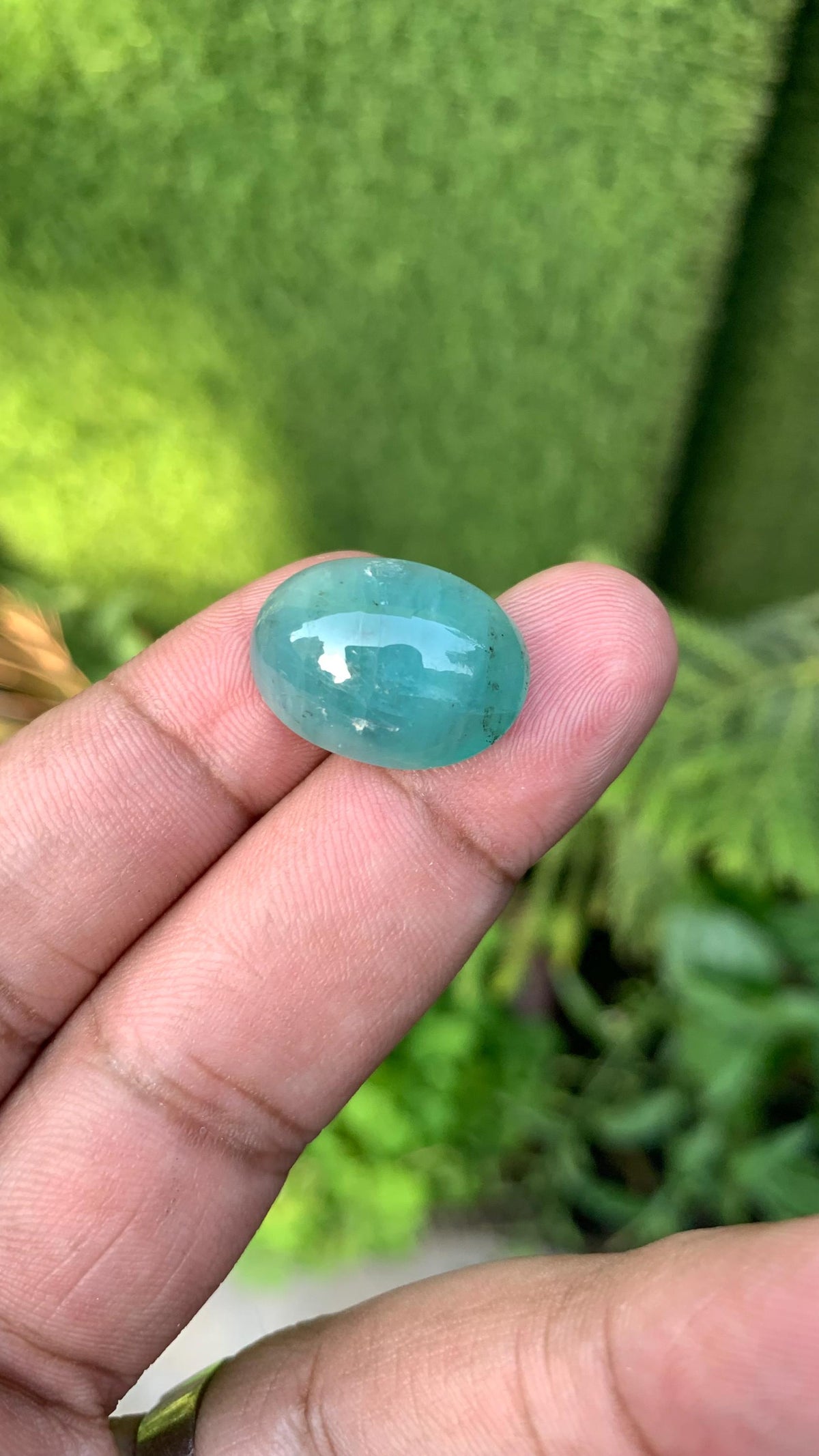 Grandidierite Gemstone Cabochon: Bluish Green, Rare Madagascar Stone, 17.85 Carats