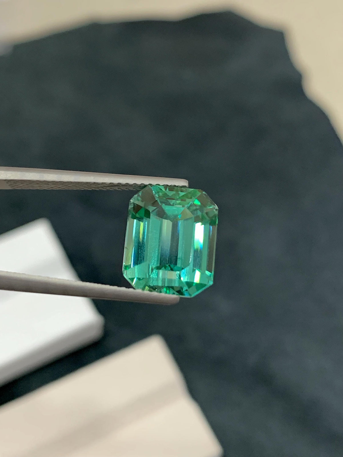 Hiddenite Carat Octagonal Emerald Cut 8.75 Green Kunzite from Afghanistan.