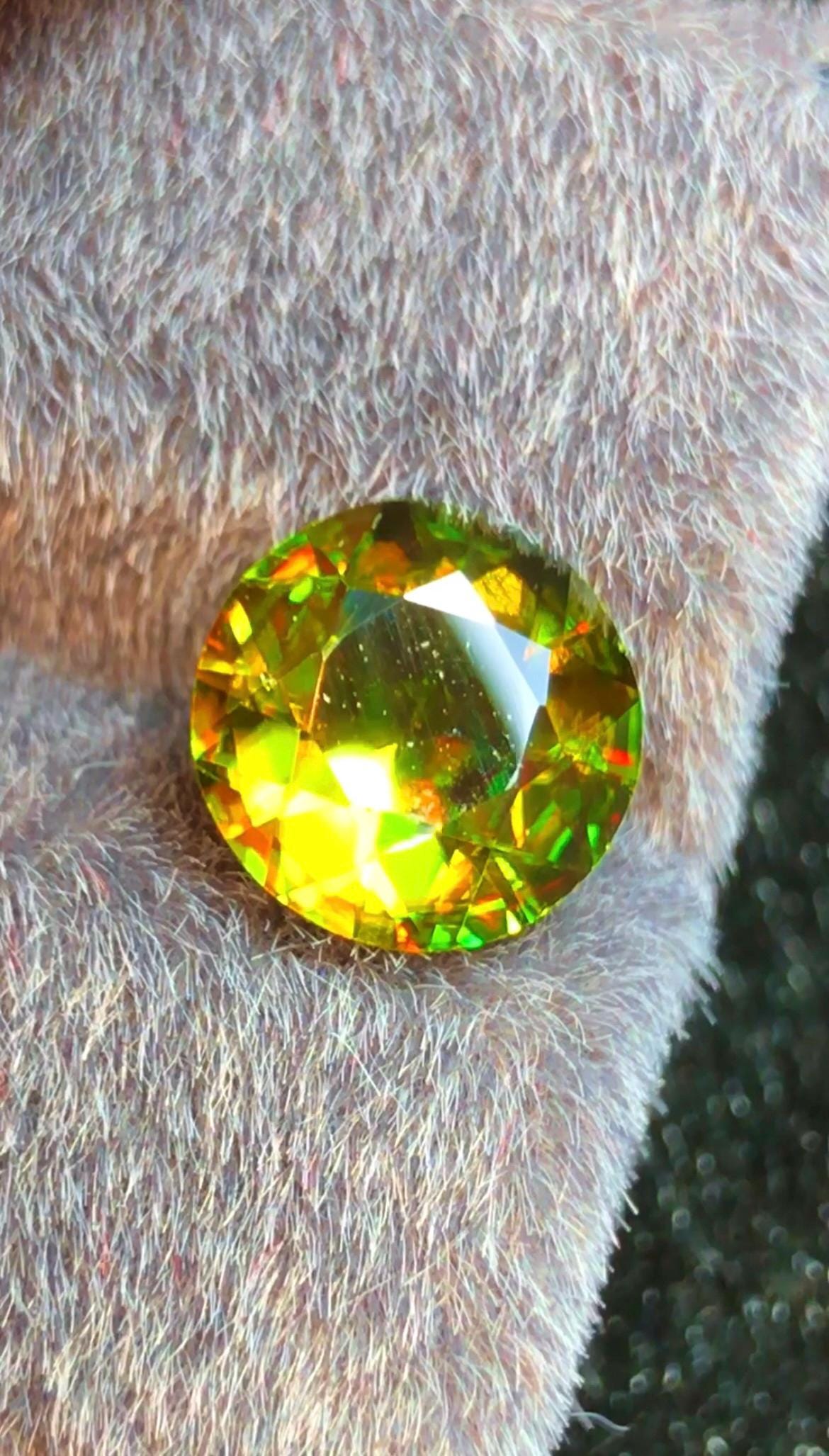 Green Sphene 2.55 ct Round Cut Green Gemstone from Skardu Pakistan