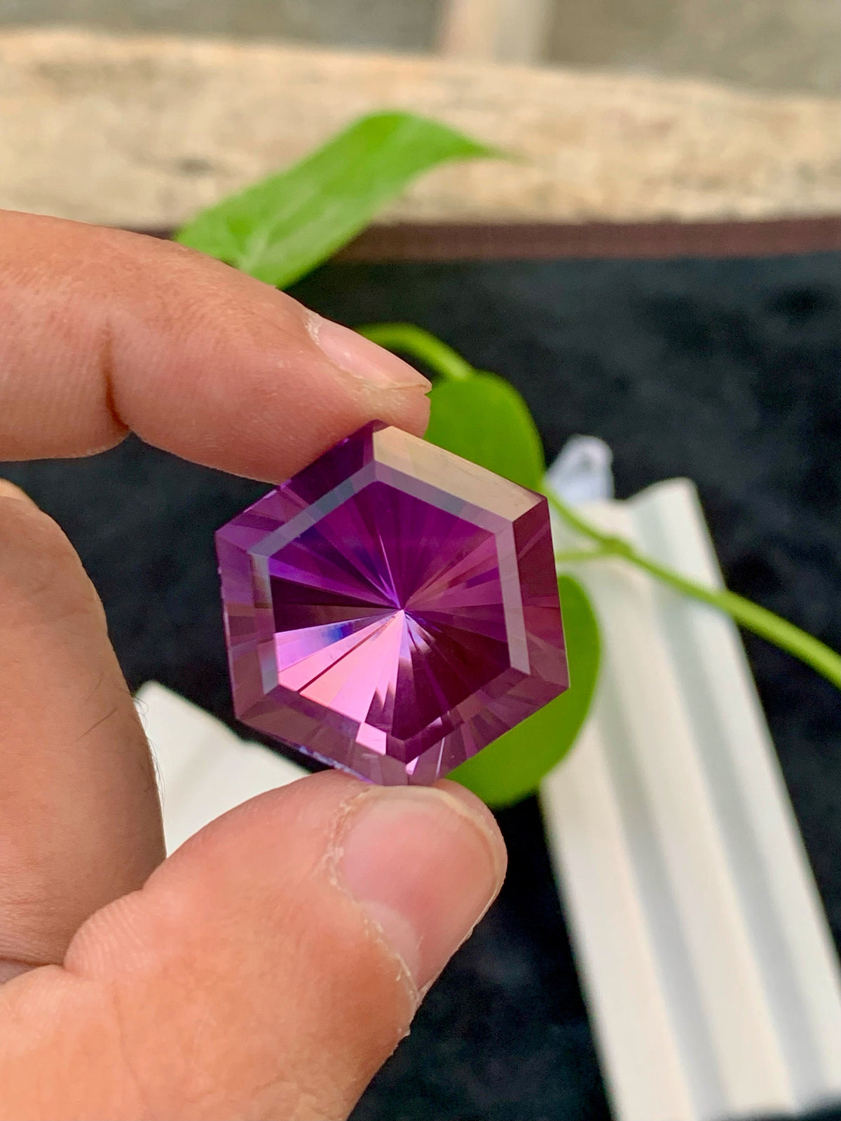 Pink Purple Amethyst Gemstone: 52.00 CT Fancy Cut Stone