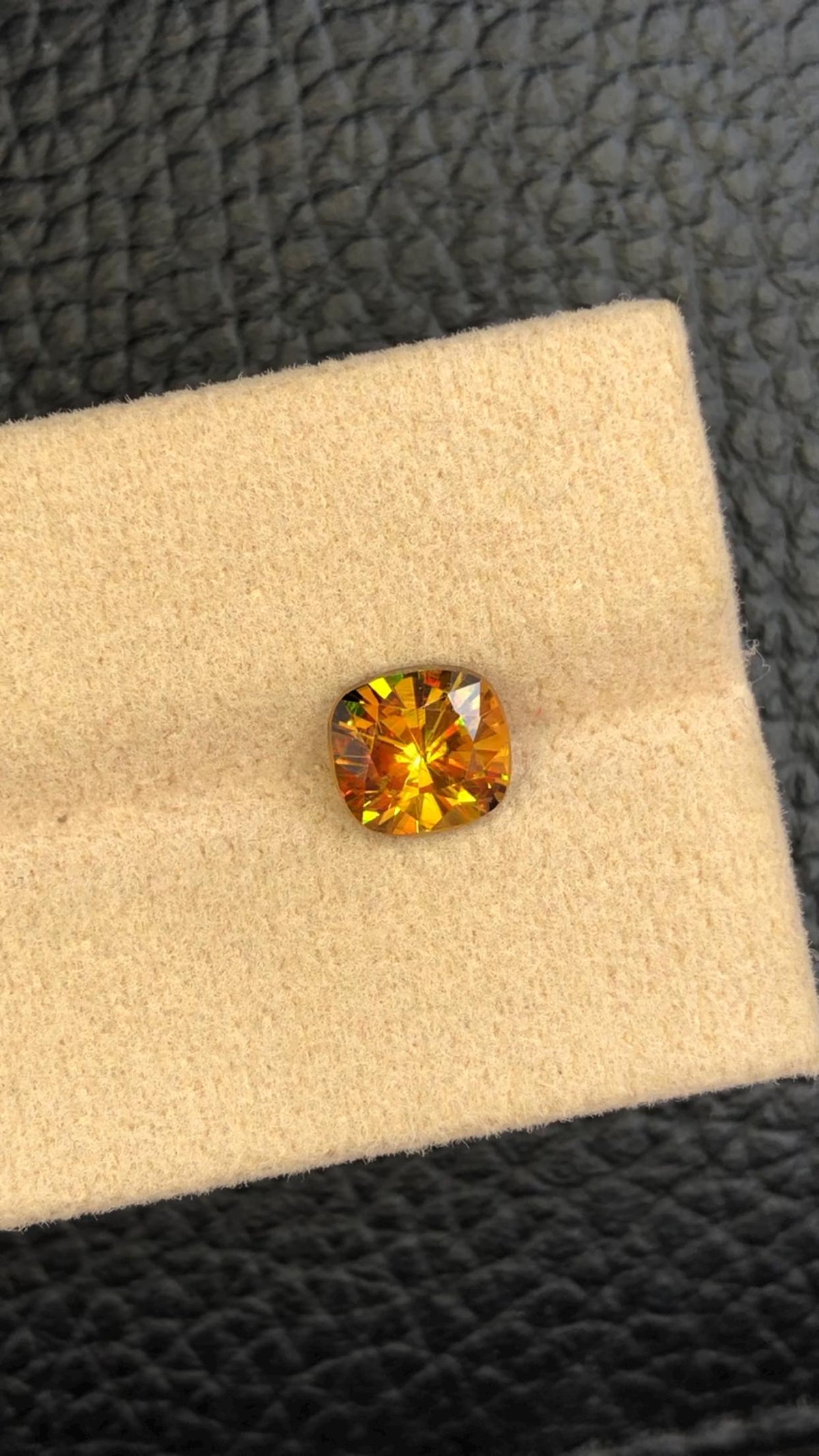 1.55 CT Cushion Cut Sphene Gemstone: AAA Fire Titanite