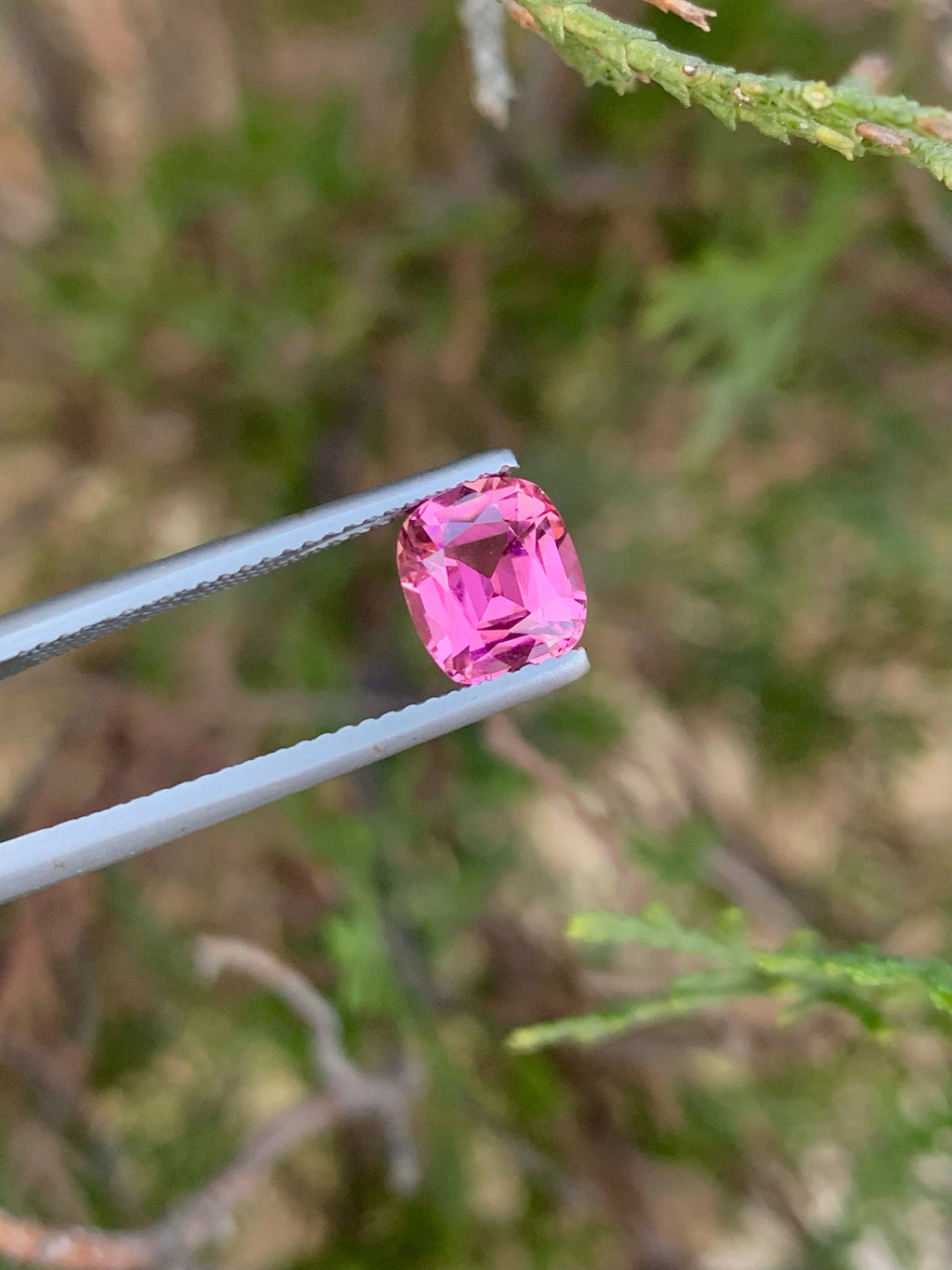 Natural Pink Tourmaline Gemstone: Faceted Cushion Cut, 1.70 CT