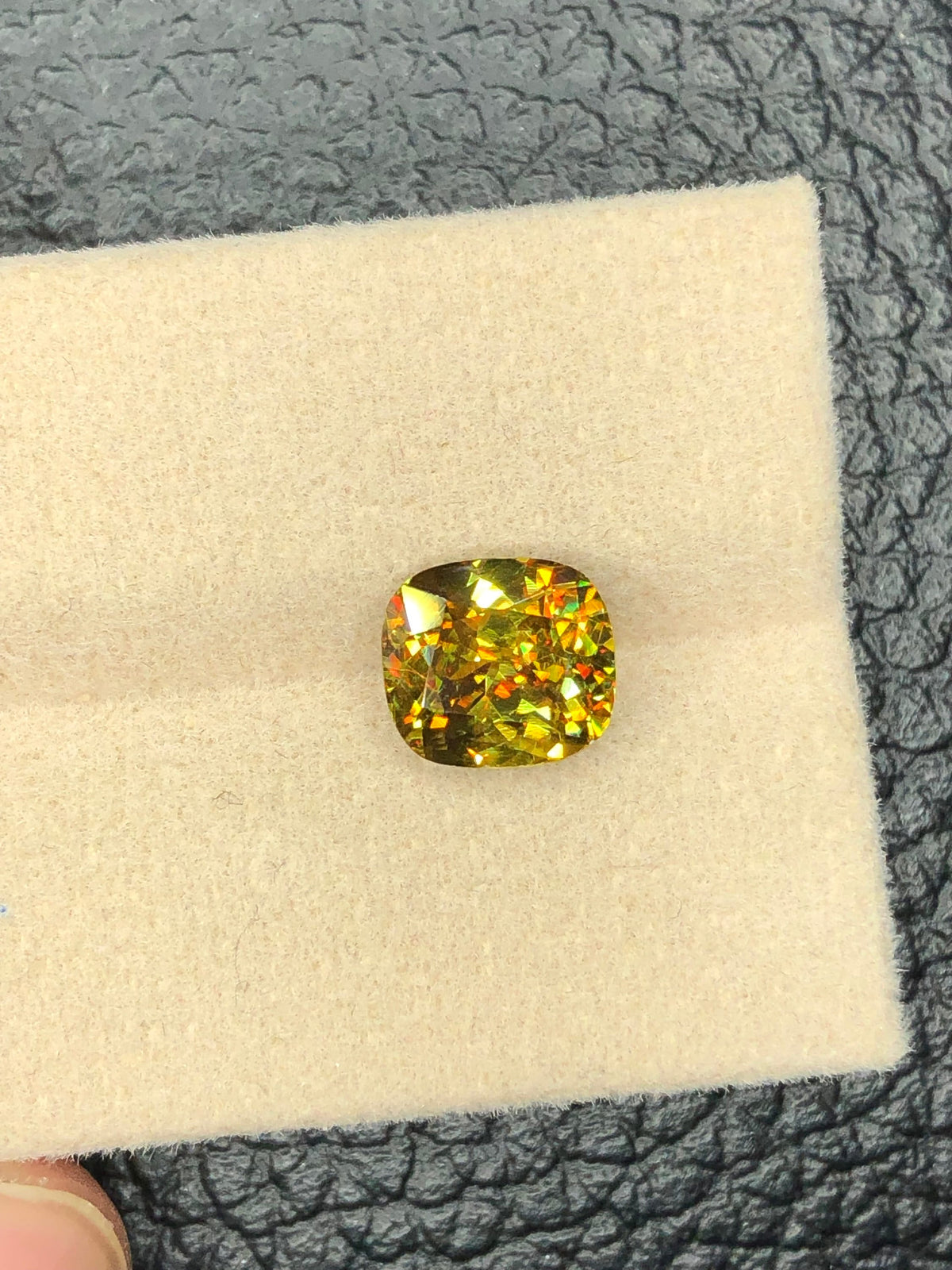 Green Sphene Gemstone: 2.45 CT Cushion Cut Jewelry Stone