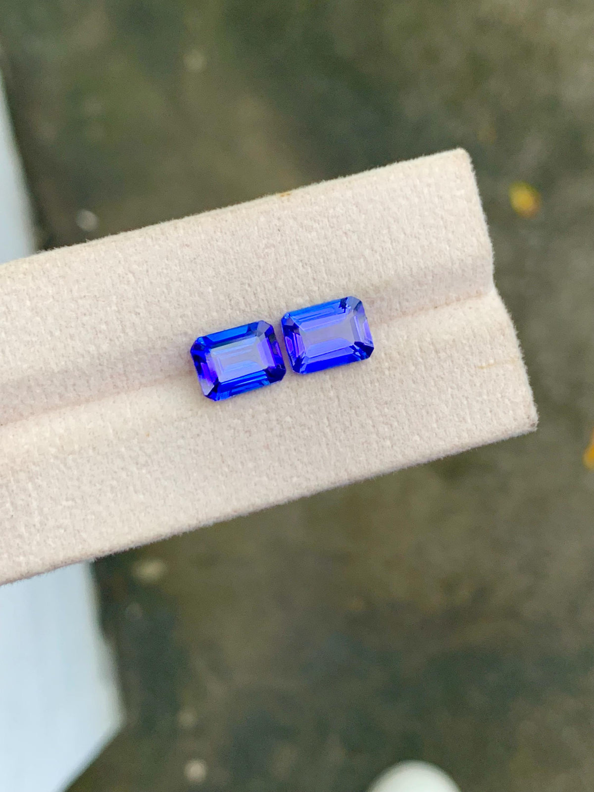Emerald Cut Tanzanite Gemstone Pair: Natural Blue D Block, 4.79 Carat