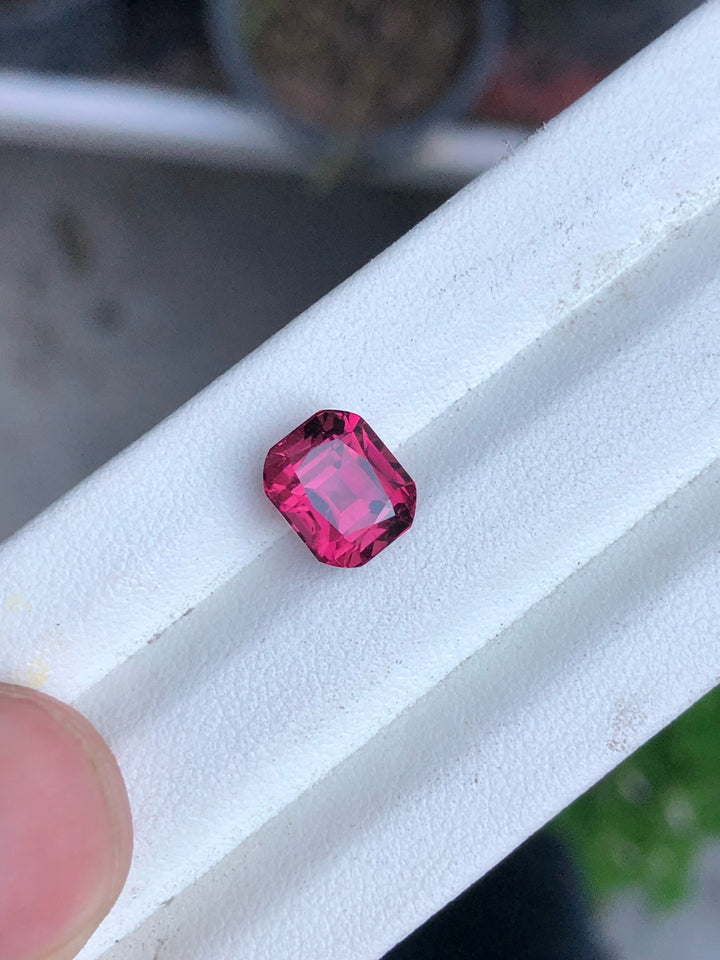 Deep Pink Tourmaline Gemstone: 3.55 Carat Emerald Cut, October Birthstone