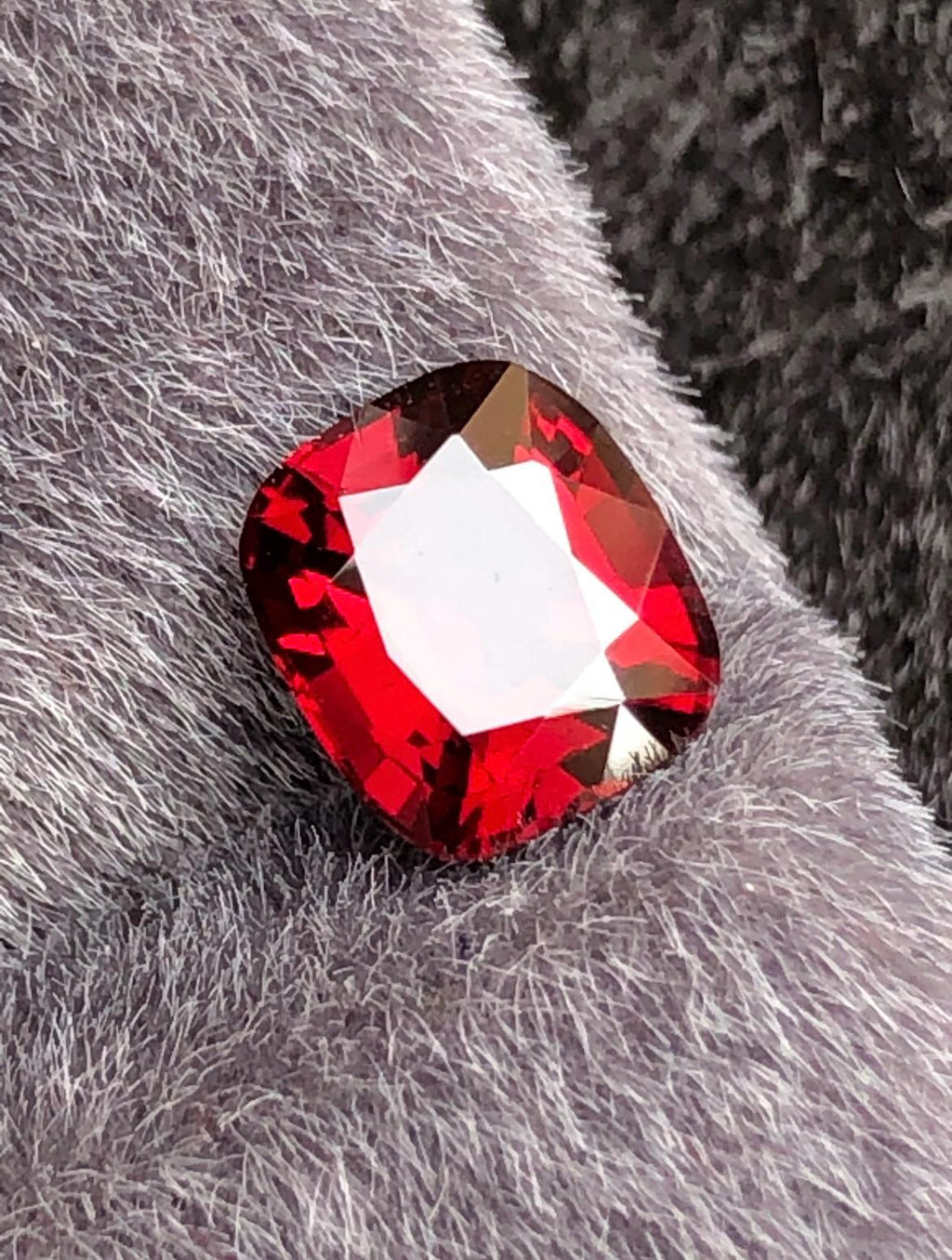Vivid Red Spinel 1.55ct Step Cushion Cut - Burma Gemstone Loose Stone