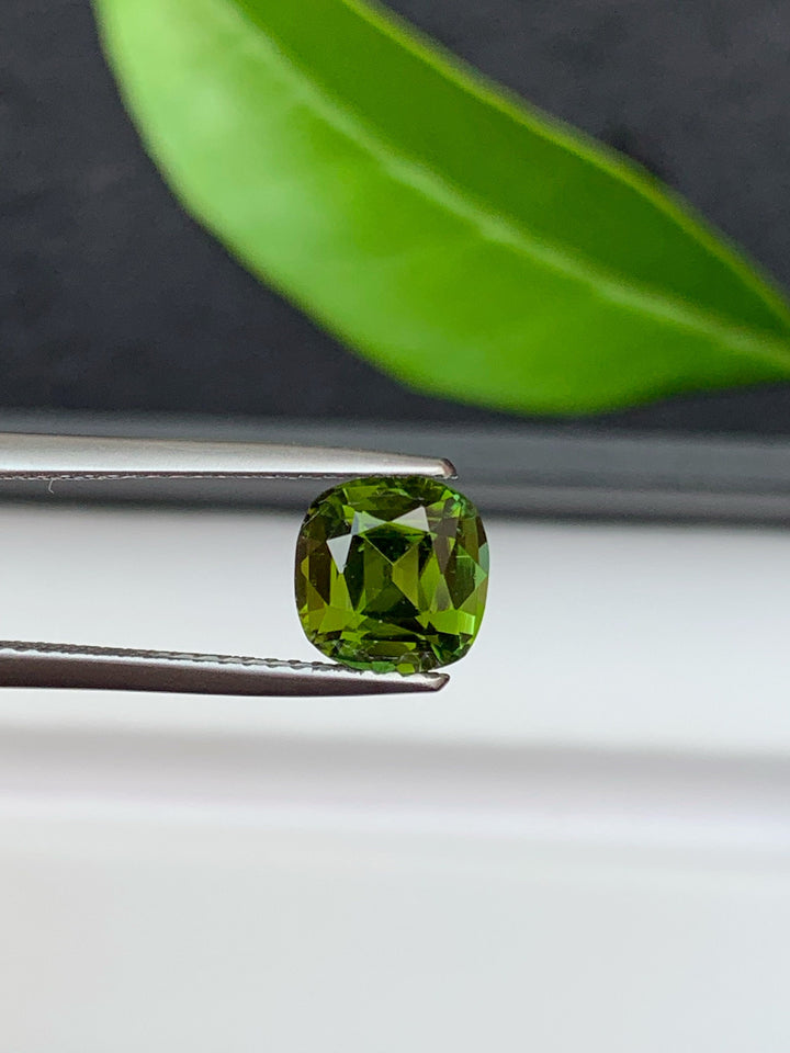 Cushion Cut Green Tourmaline Gemstone: 1.65 Carat, Jaba Mine