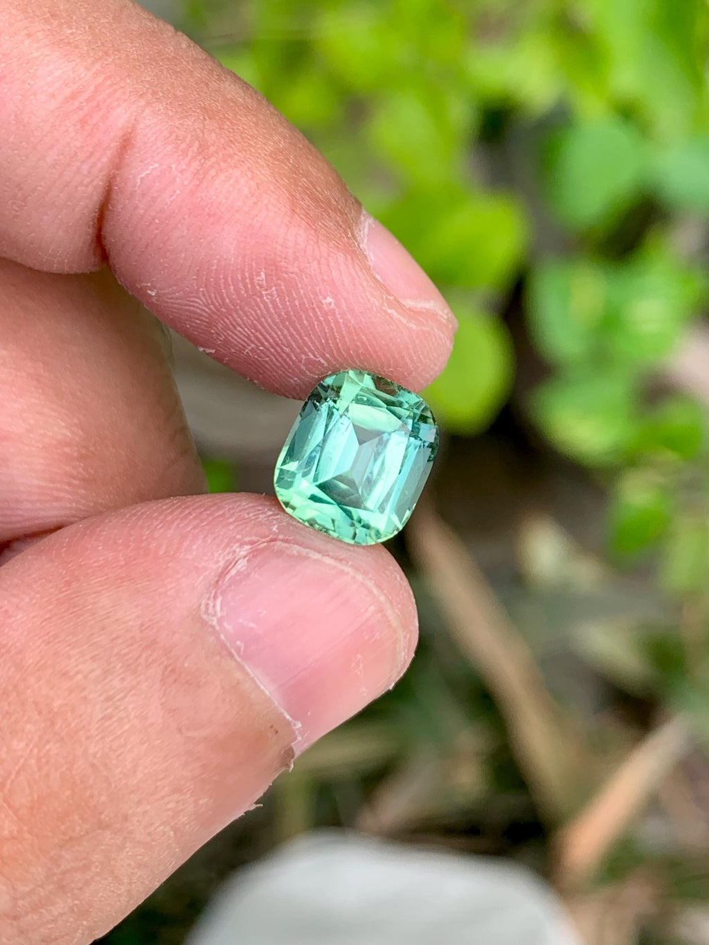 4 CT Bluish Green Tourmaline Gemstone: Cushion Cut, Afghanistan