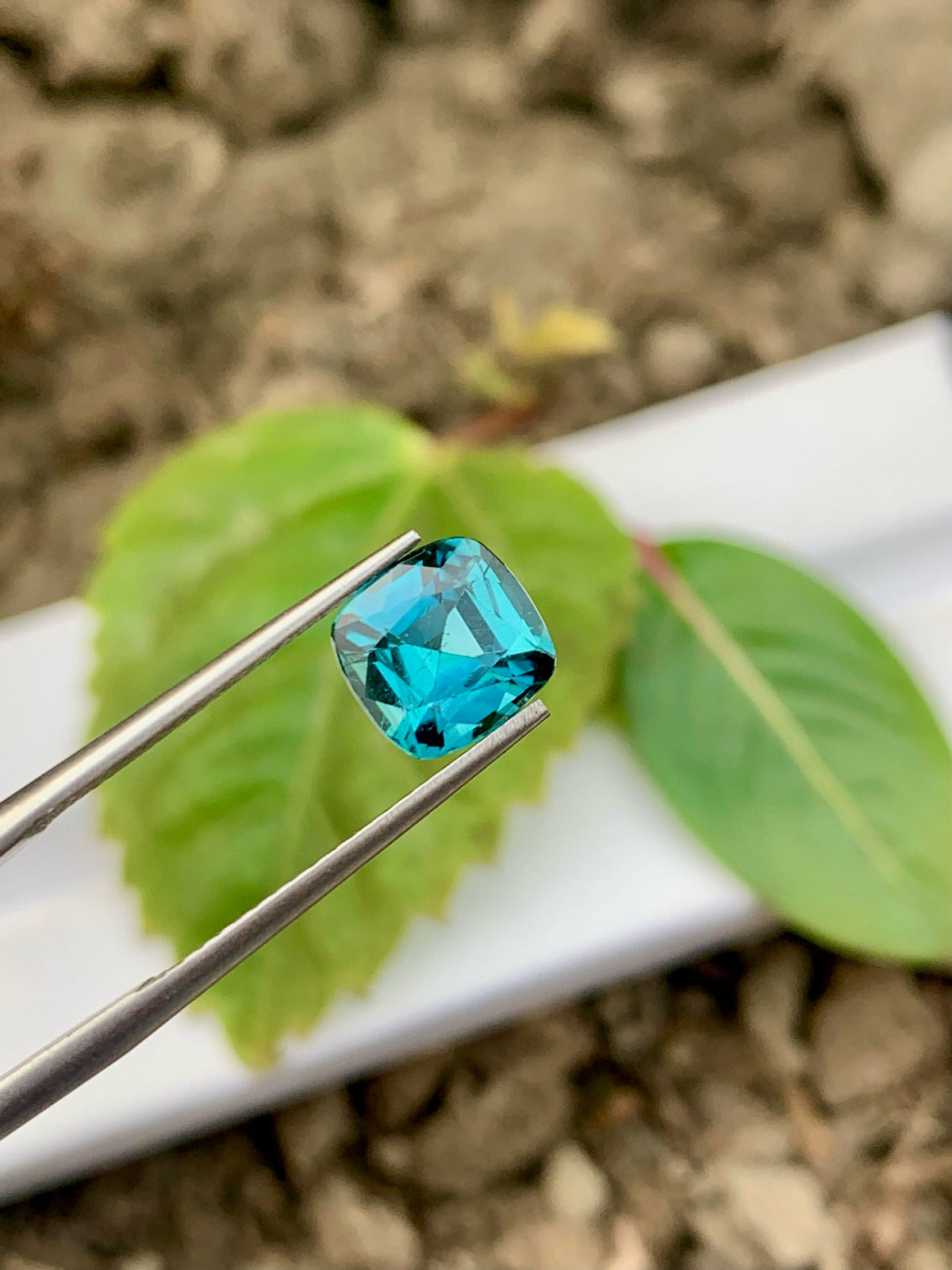 Ink Blue Tourmaline Gemstone: Natural Cushion Cut, 1.70 Cts