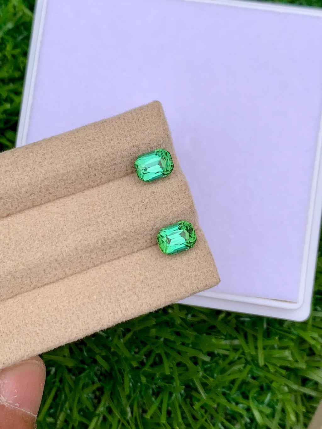 Blue Green Tourmaline Stone Pair: Cushion Cut Gemstones, 2.10 CT