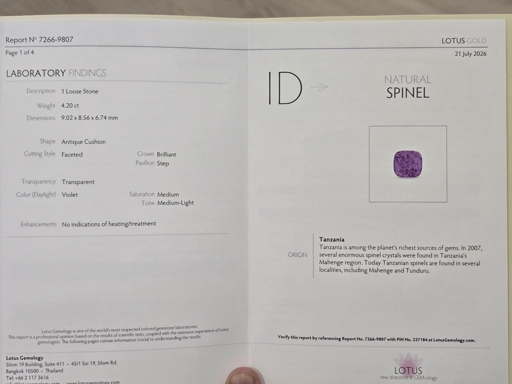 Presenting an extraordinary Certified Violet Spinel beauty.