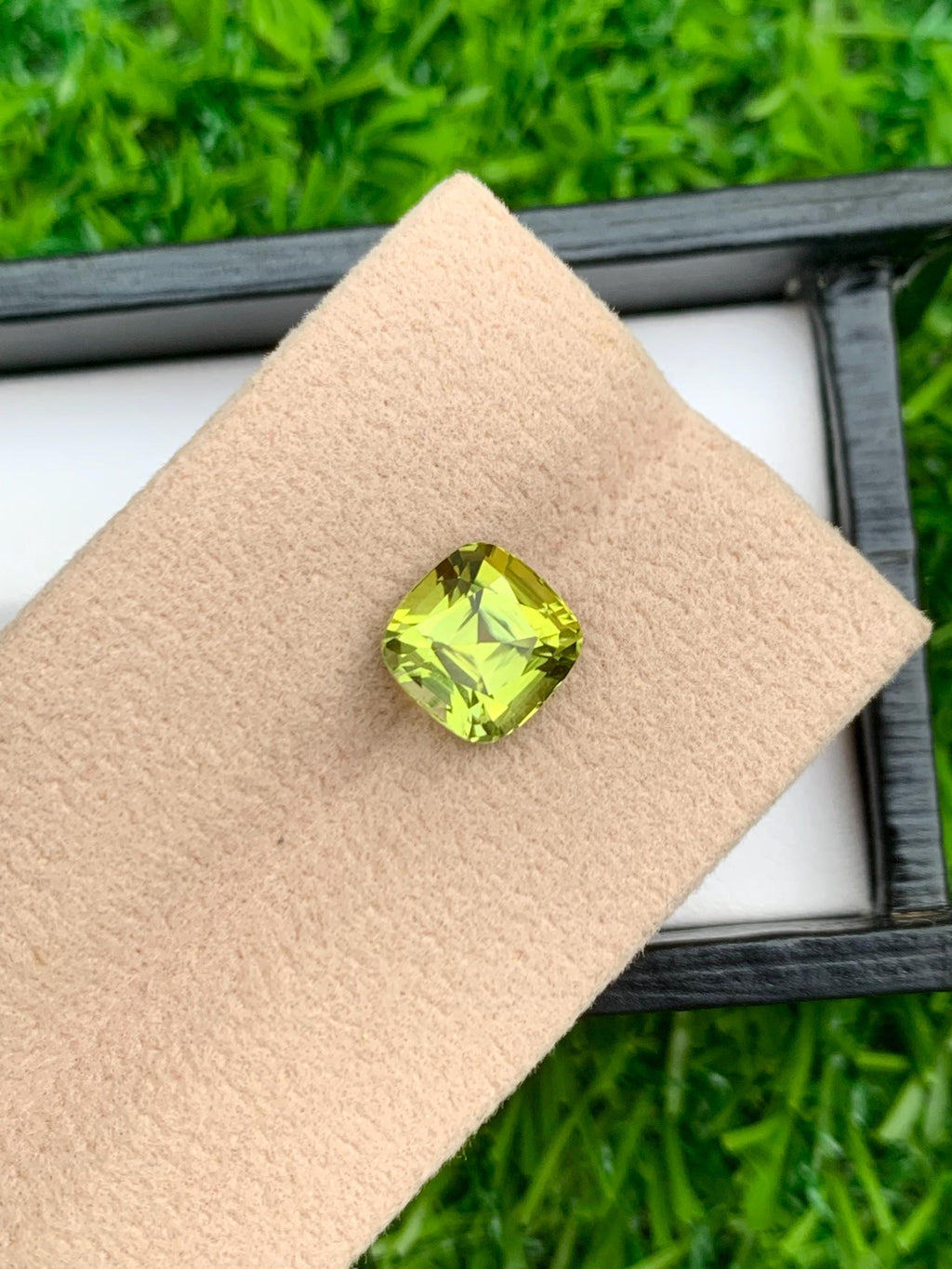 Lime Green Tourmaline Stone: 3.15 CT Cushion Cut Gemstone