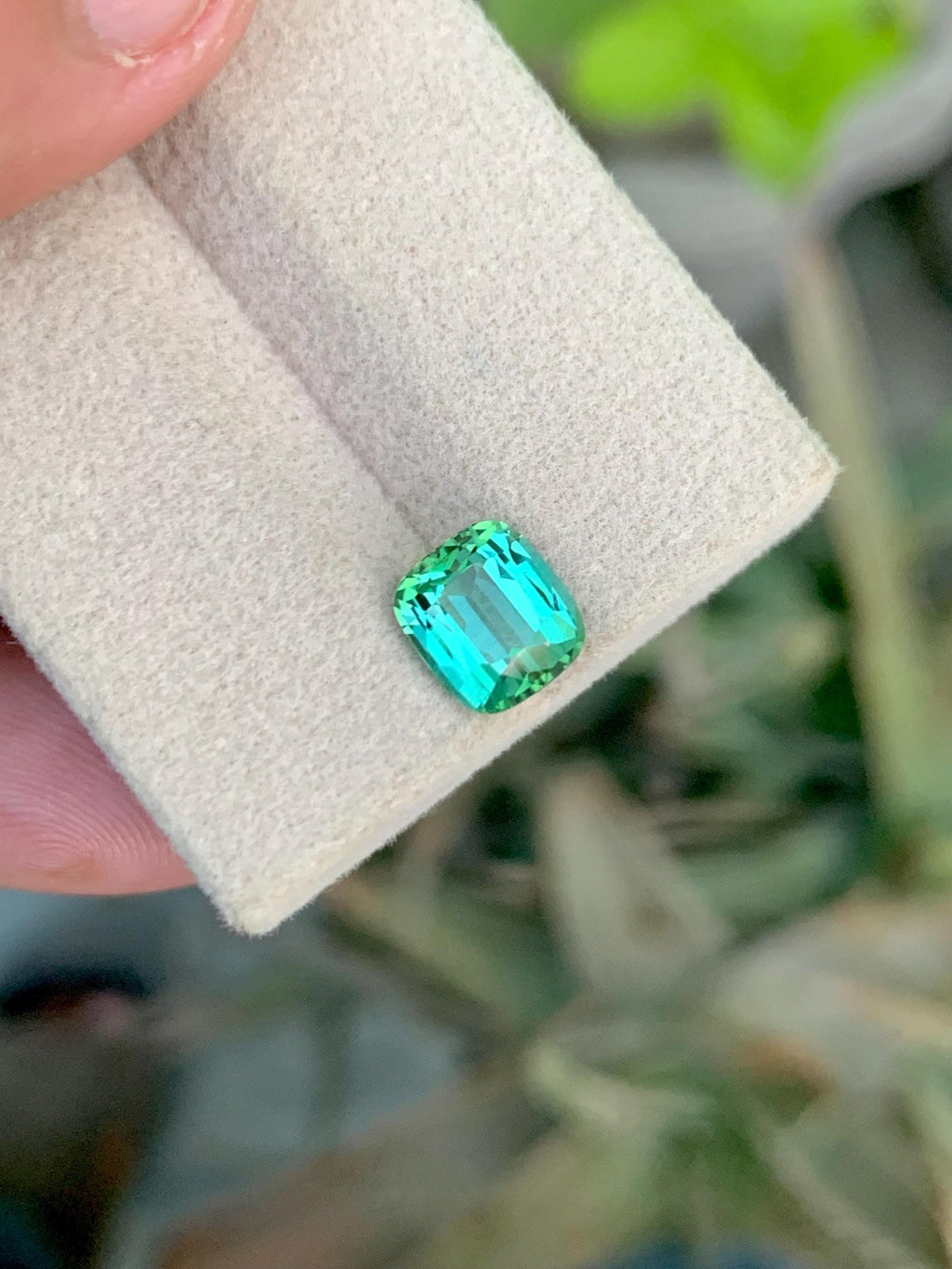 1.90 CT Natural Blue Green Tourmaline Gemstone: Cushion Cut Ring Stone