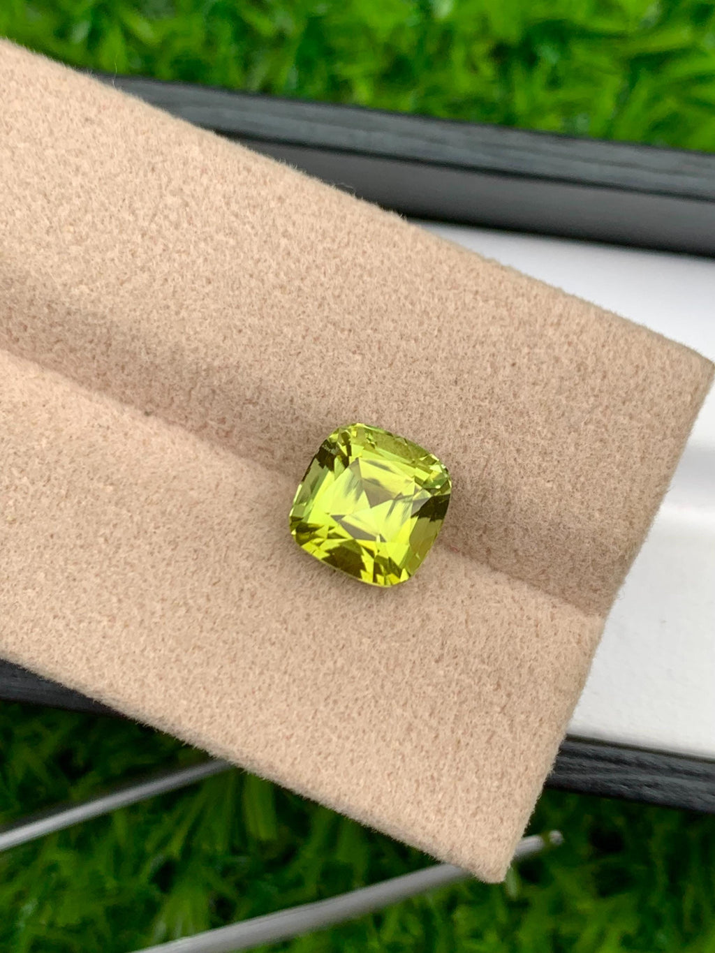Lime Green Tourmaline Stone: 3.15 CT Cushion Cut Gemstone