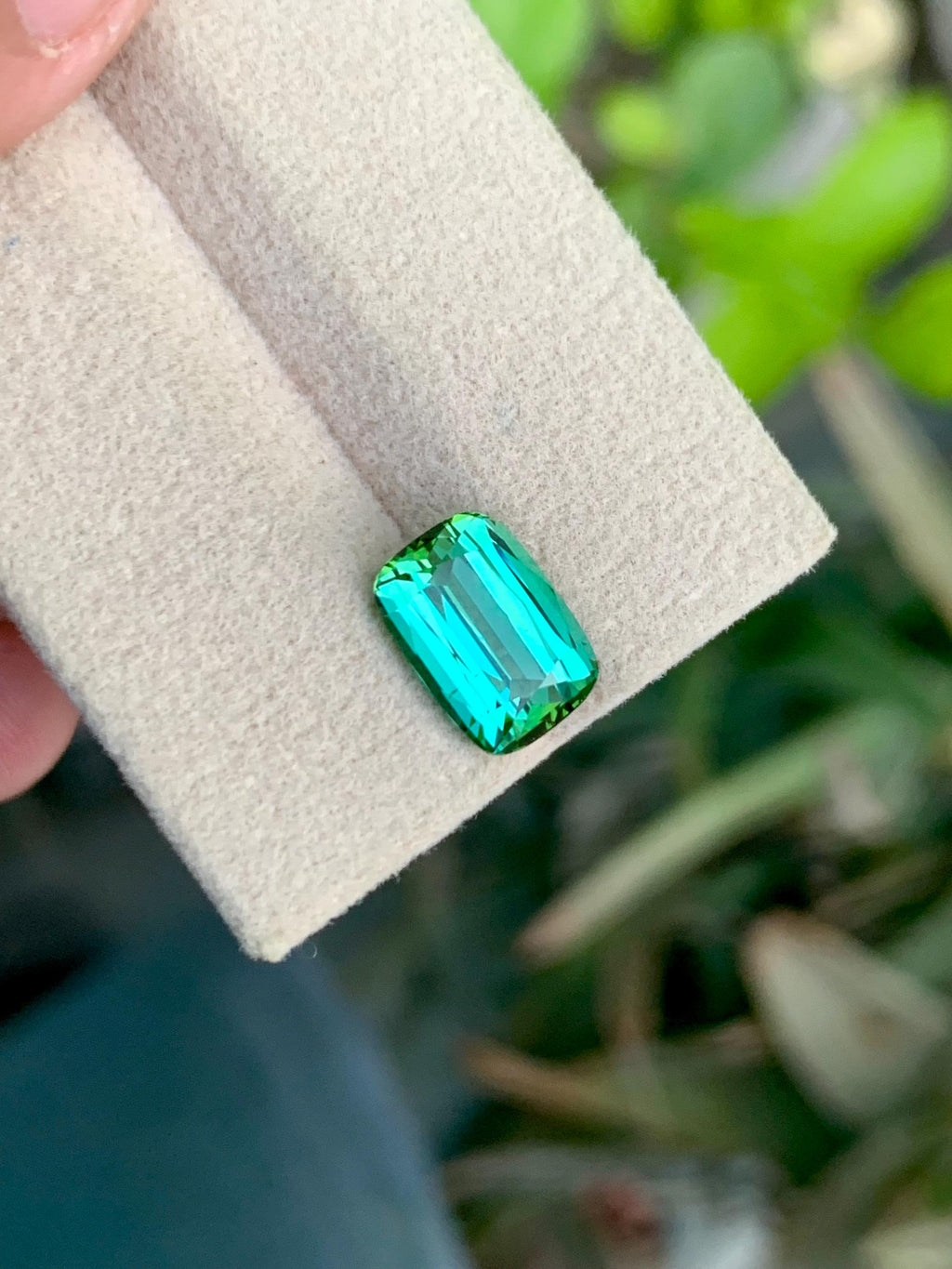 3.35 CT Blue Green Tourmaline Gemstone: Cushion Cut, Jaba Mine