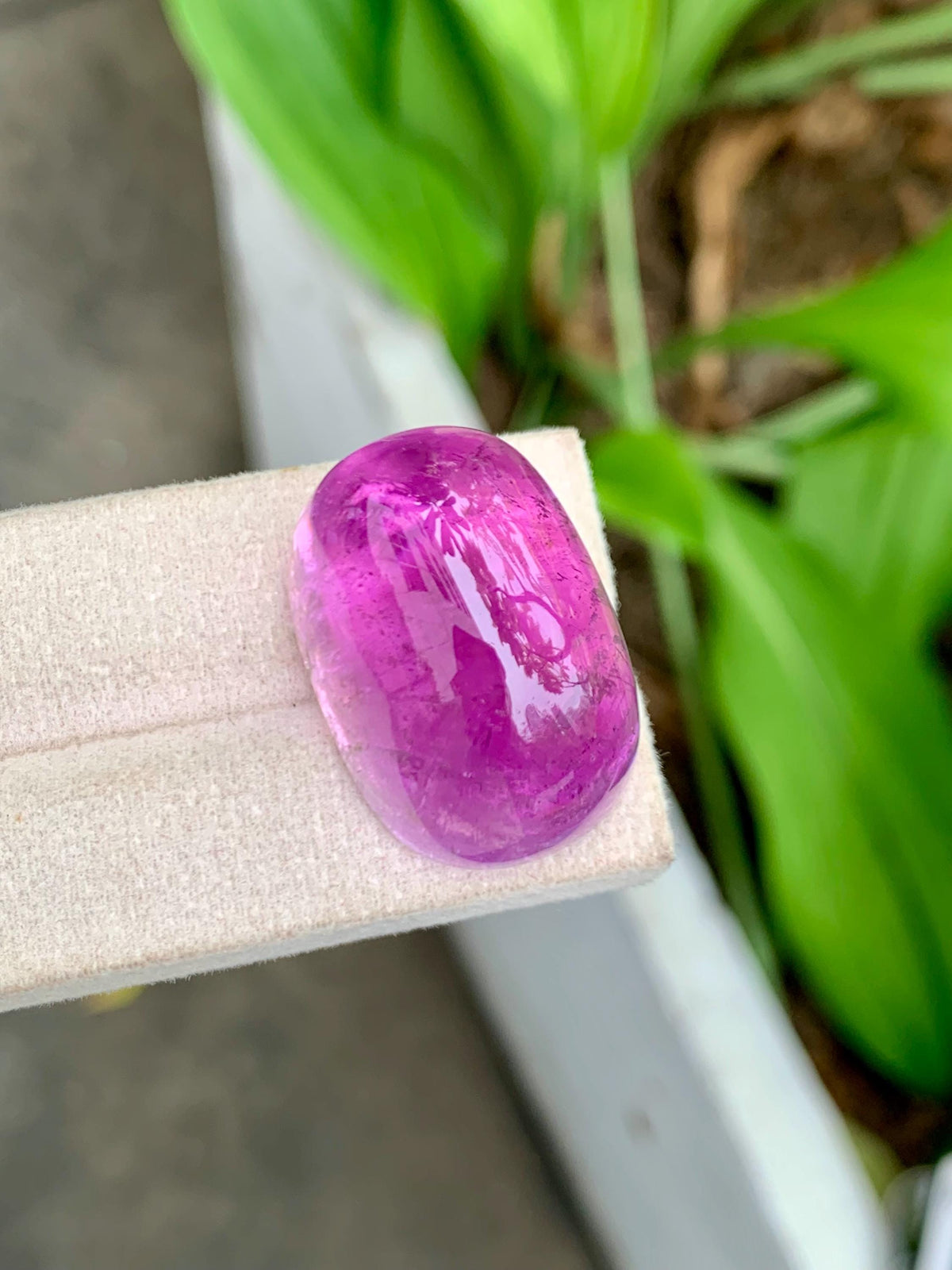 101.95 Carat Natural Deep Pink Kunzite – Large Oval Cabochon, Afghanistan Origin, Collector’s Gemstone